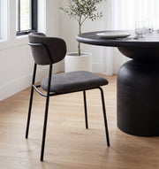 Corey Contoured Back Dining Side Chair | Gray Fabric w/ Metal-Dining Chairs-DECOROLALA