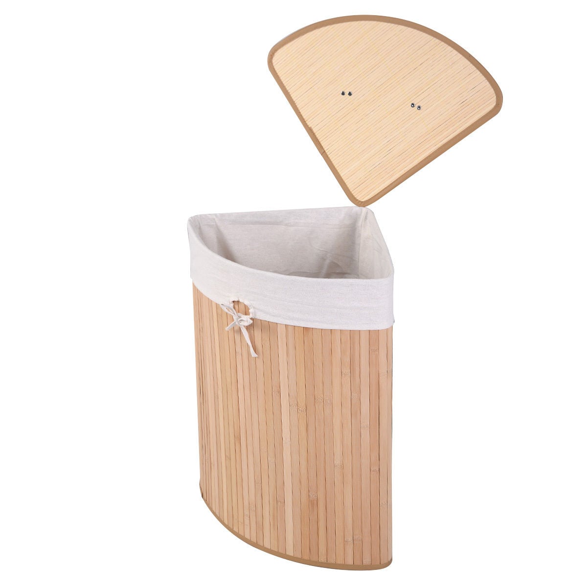 Corner Bamboo Hamper Laundry Basket-Laundry Baskets-DECOROLALA