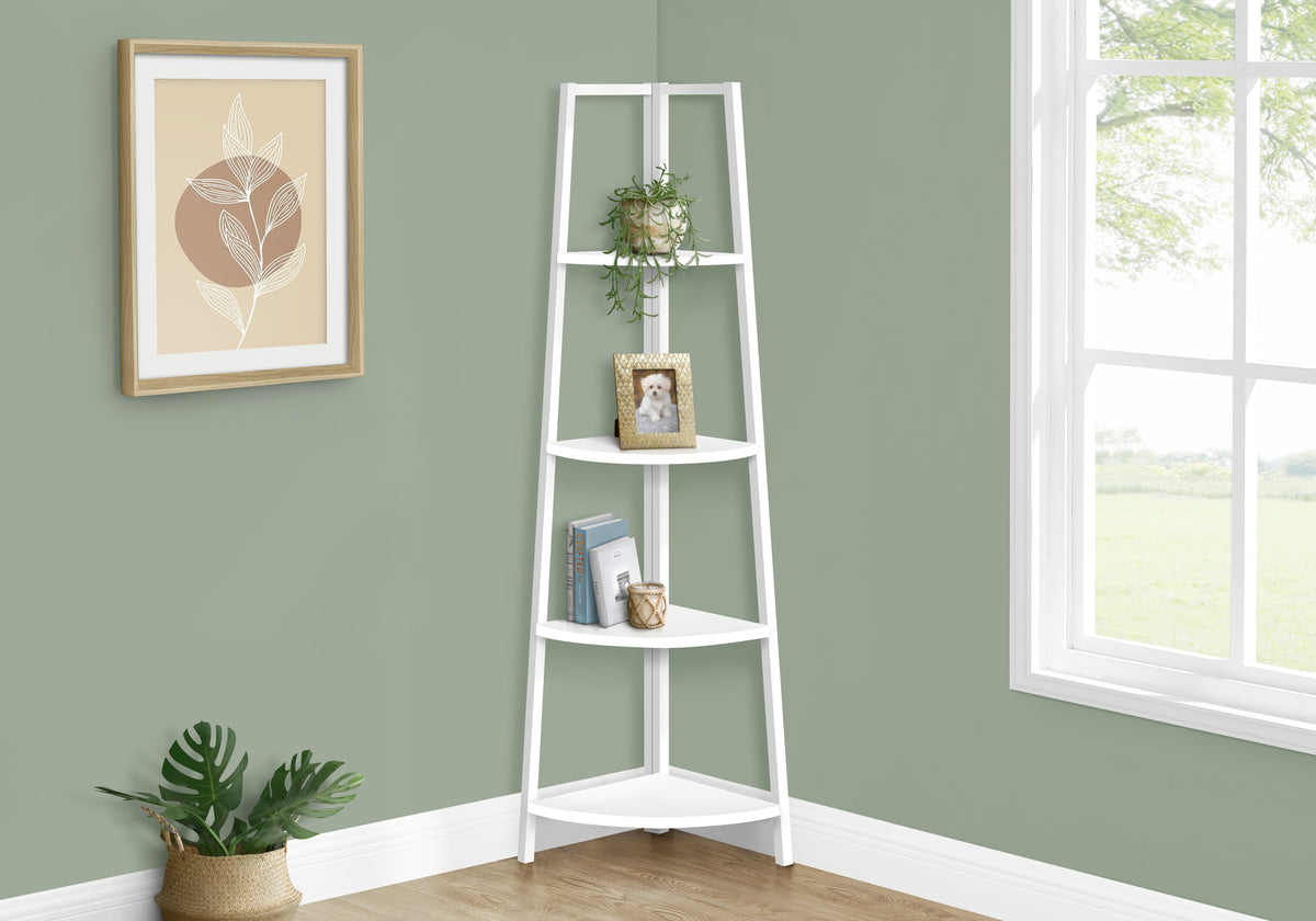 Corner Etagere Bookcase - 60"H White-Bookcases-DECOROLALA