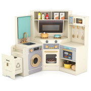 Corner Kitchen Toys with Lights and Sounds with Pull-out Trash Can and Stoves