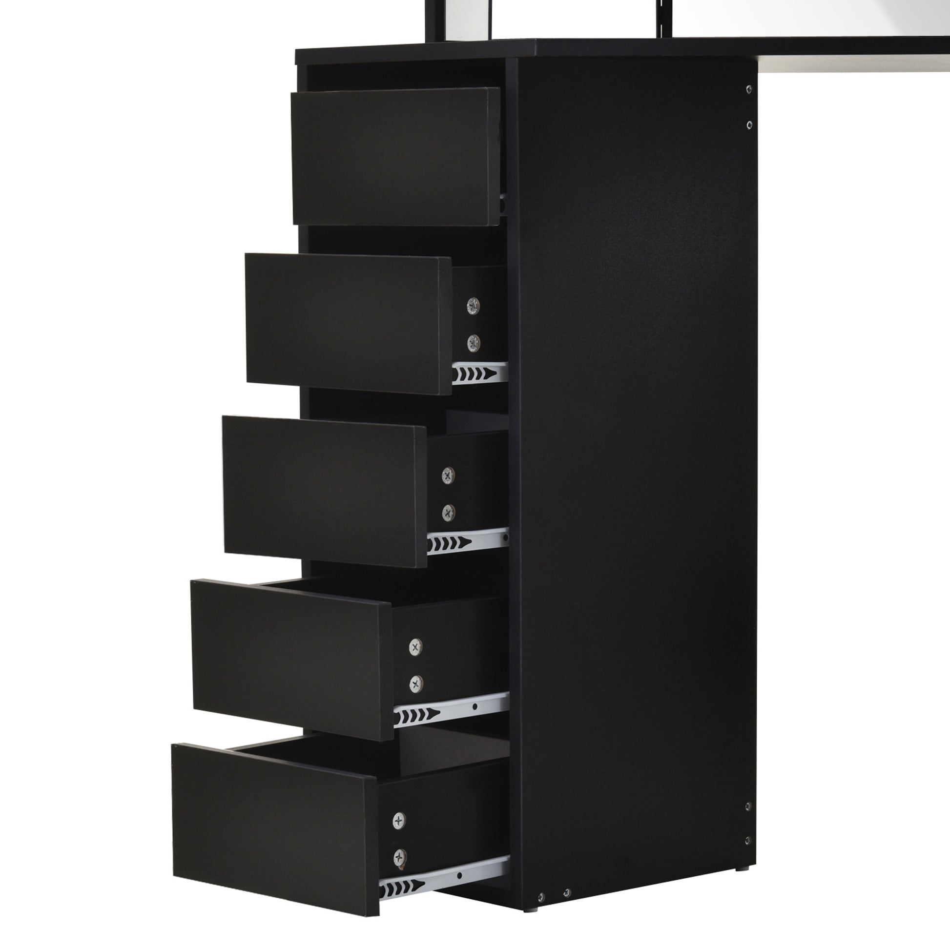 Corner Makeup Vanity Desk with 3-Piece Mirror - Black-DECOROLALA