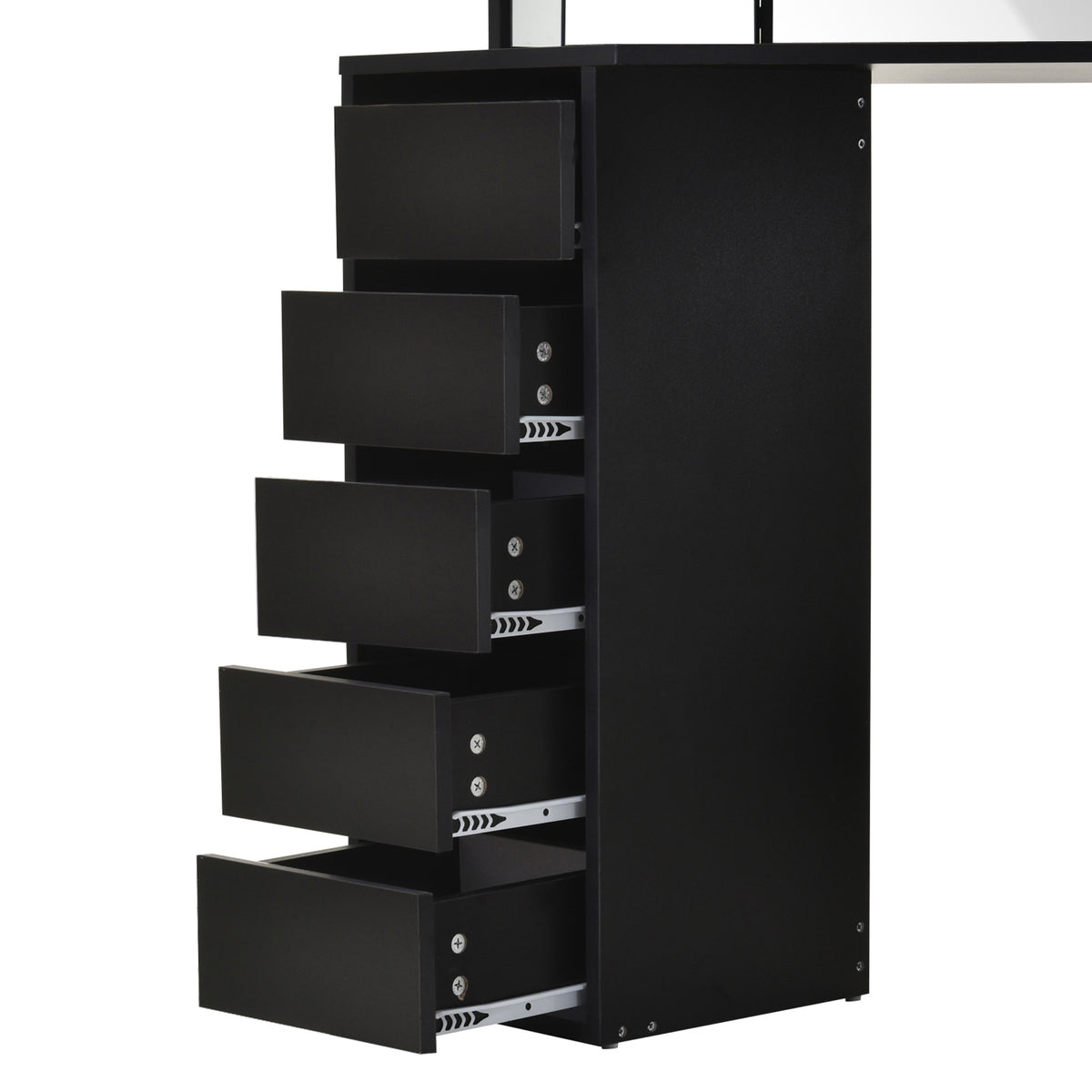 Corner Makeup Vanity Desk with 3-Piece Mirror - Black-DECOROLALA
