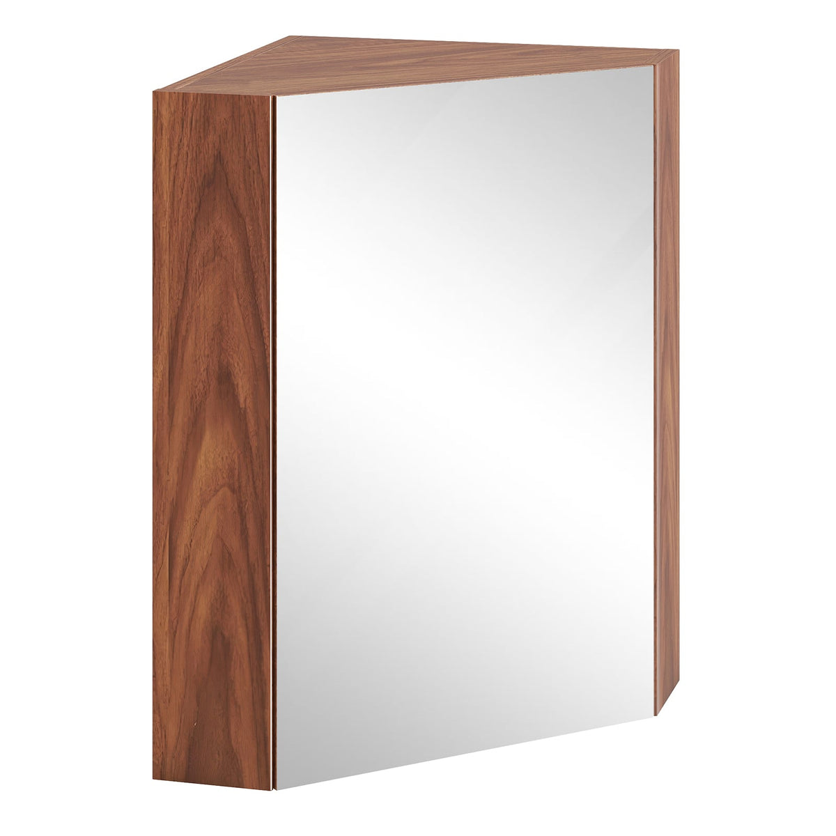 Corner Medicine Cabinet with Mirror - Brown Wall Mount Storage-Wall Cabinets-DECOROLALA