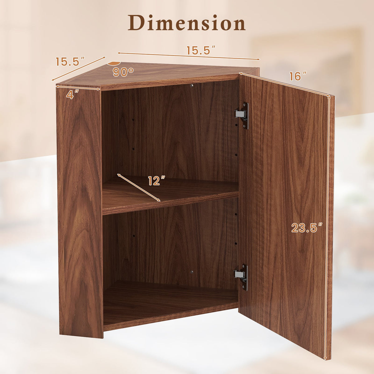 Corner Medicine Cabinet with Mirror - Brown Wall Mount Storage-Wall Cabinets-DECOROLALA