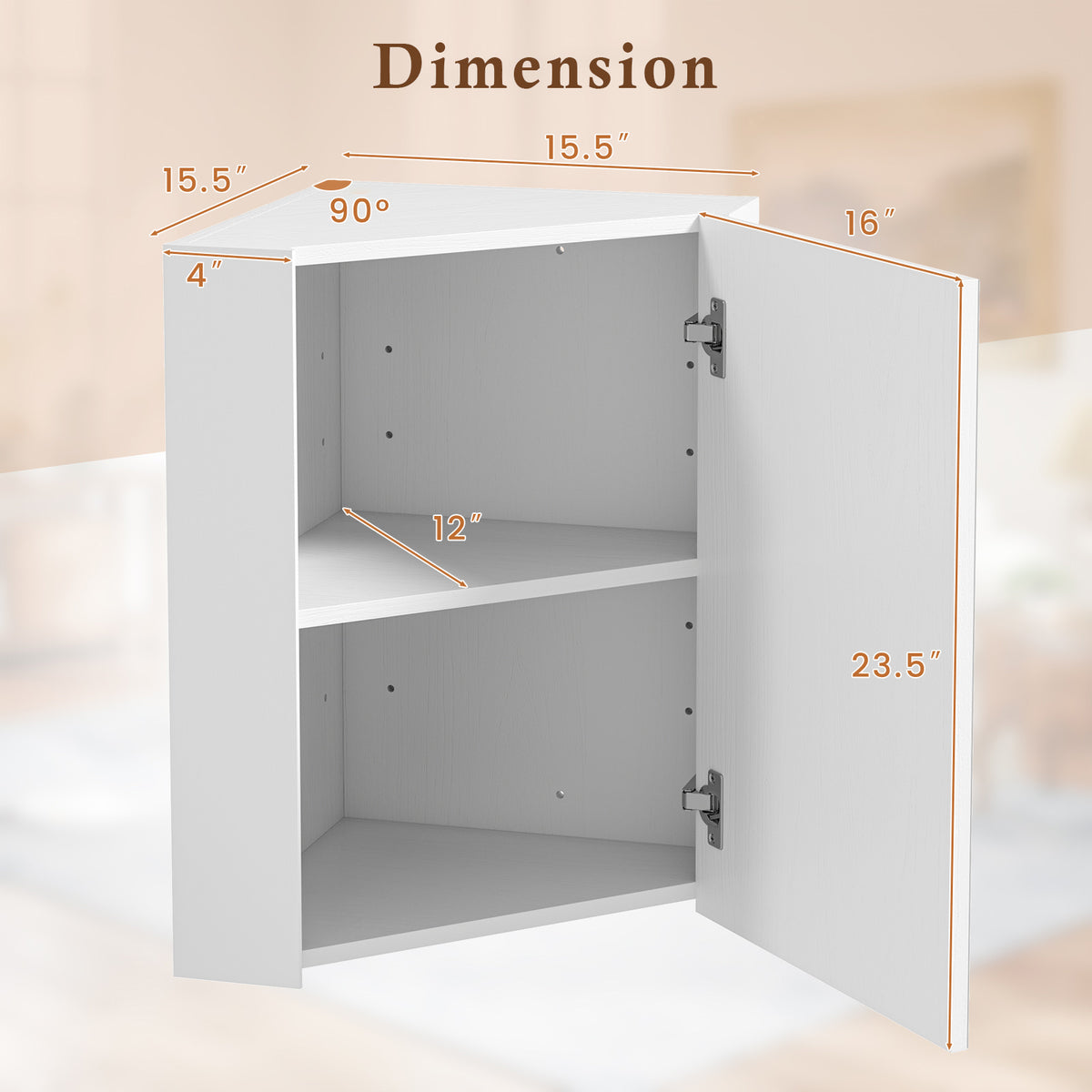 Corner Medicine Cabinet with Mirror and Adjustable Shelf - White-Wall Cabinets-DECOROLALA