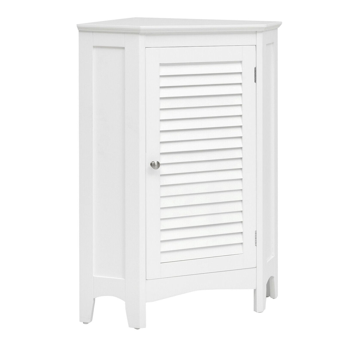 Corner Storage Cabinet - White MDF Bathroom Floor Unit 32"H-Bathroom Floor Cabinets-DECOROLALA