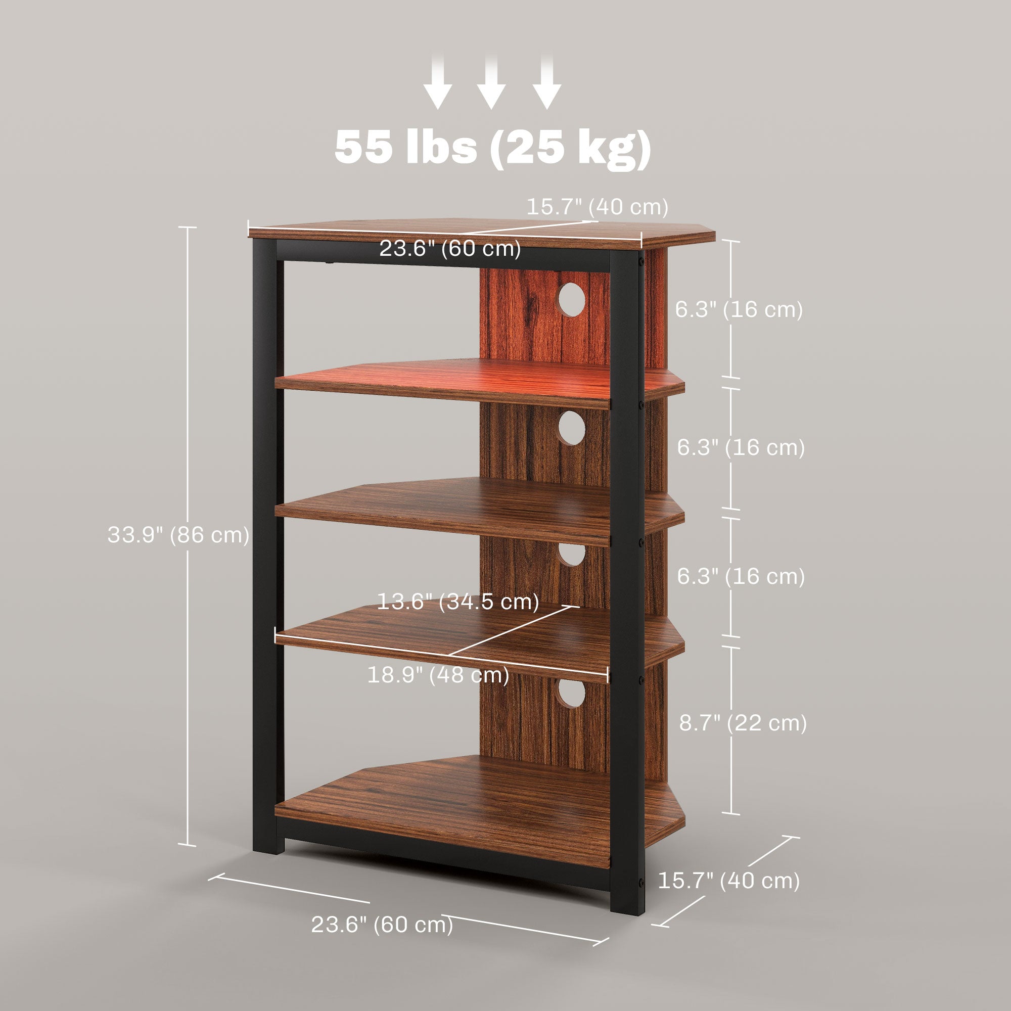 Corner TV Stand for TVs up to 29" with LED Lights - Brown-Home Furnishings > Living Room Furniture > TV¬†Stands-DECOROLALA