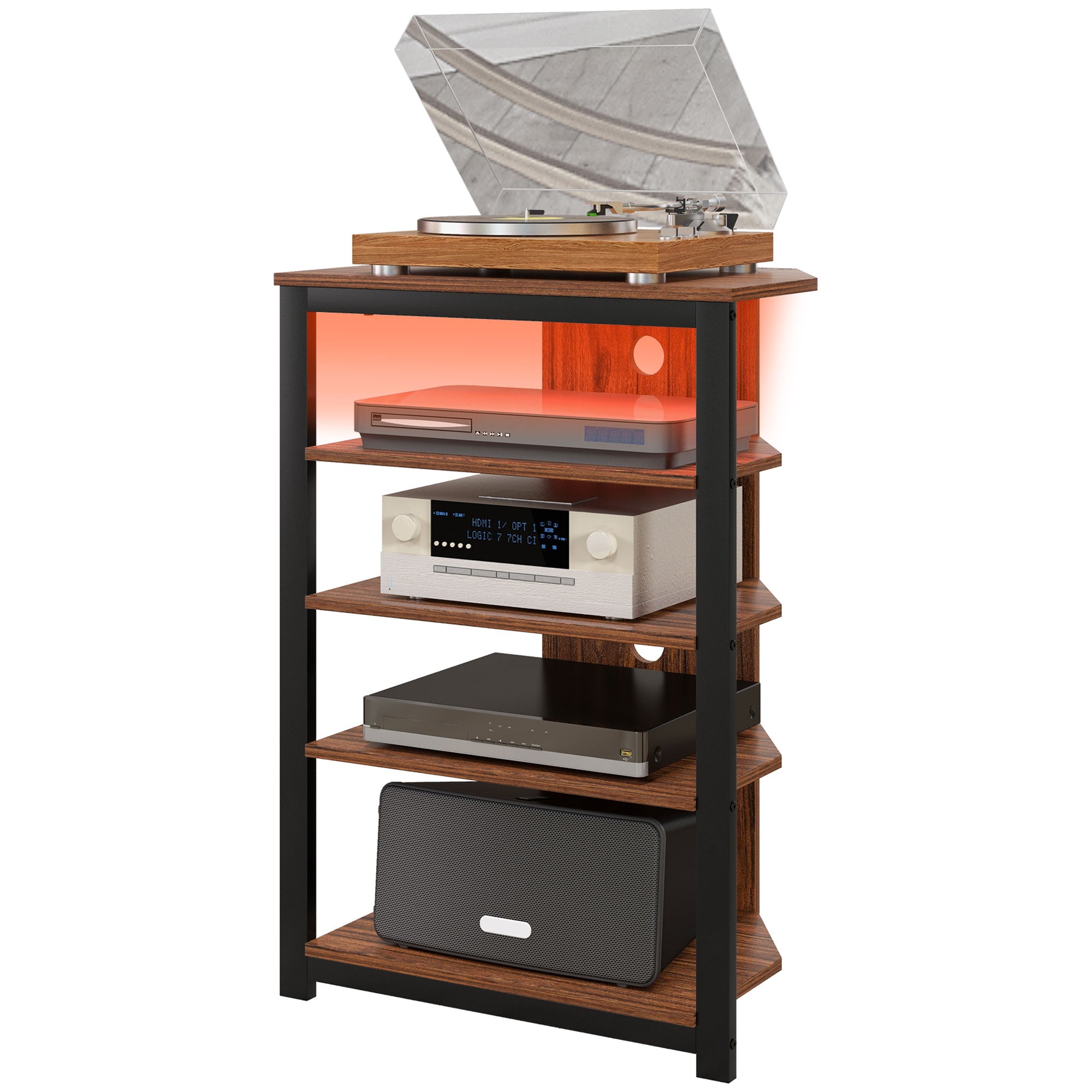 Corner TV Stand for TVs up to 29" with LED Lights - Brown-Home Furnishings > Living Room Furniture > TV¬†Stands-DECOROLALA