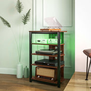 Corner TV Stand for TVs up to 29" with LED Lights - Brown-TV Stands-DECOROLALA