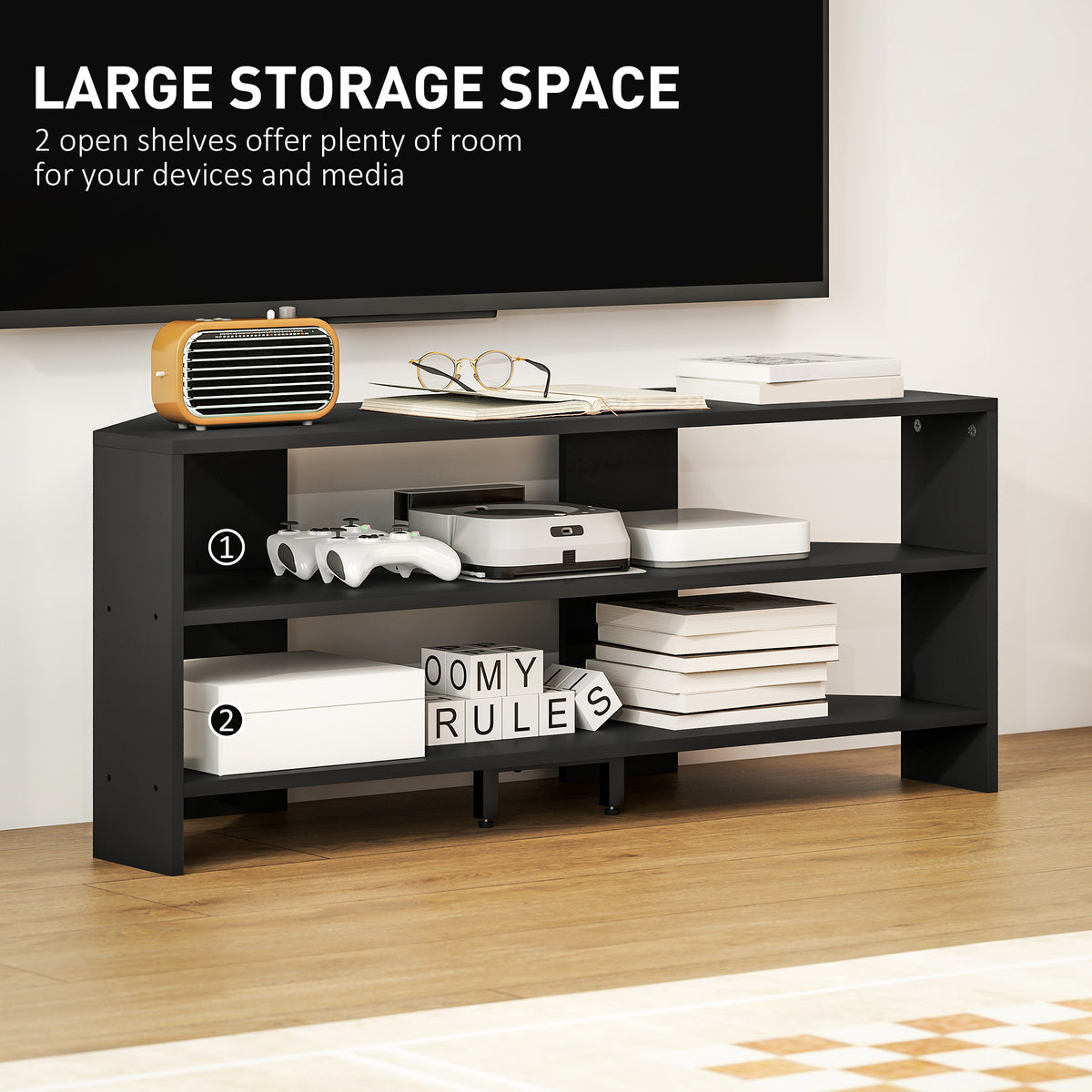 Corner TV Stand for TVs up to 47" - Black Modern Table-Home Furnishings > Living Room Furniture > TV¬†Stands-DECOROLALA