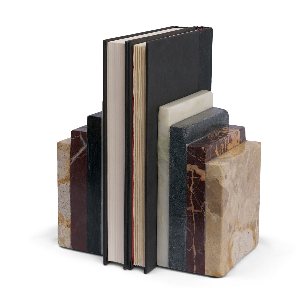 Corte Mixed Marble Stacked Bookends-Bookends-DECOROLALA