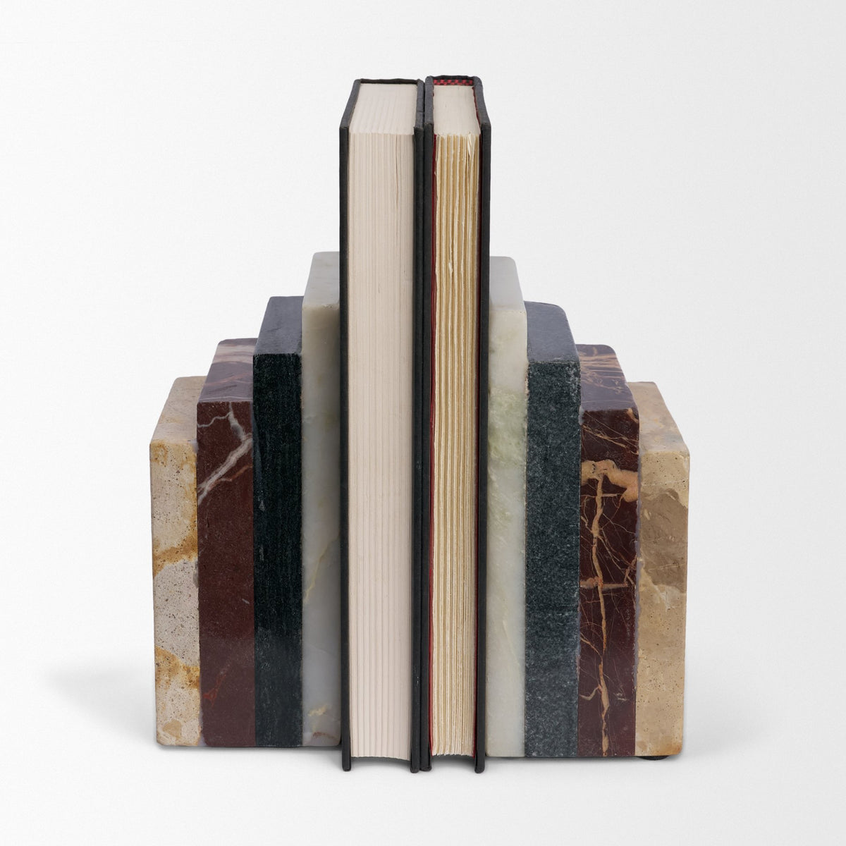Corte Mixed Marble Stacked Bookends-Bookends-DECOROLALA