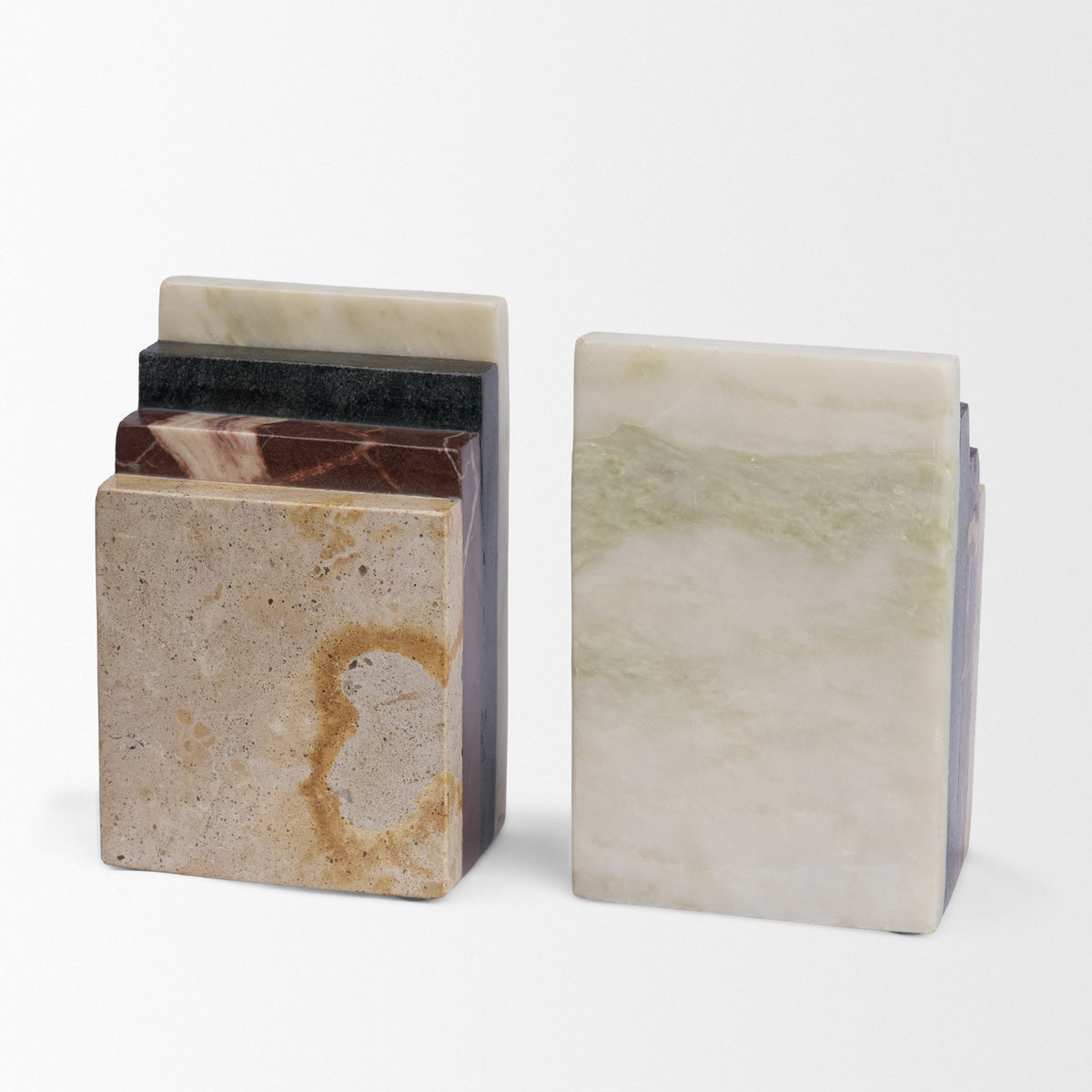 Corte Mixed Marble Stacked Bookends-Bookends-DECOROLALA