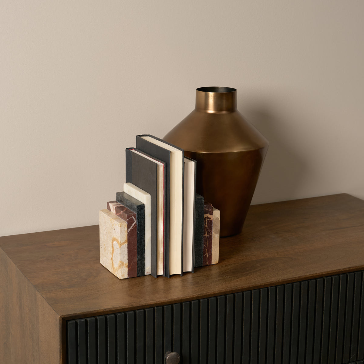 Corte Mixed Marble Stacked Bookends-Bookends-DECOROLALA