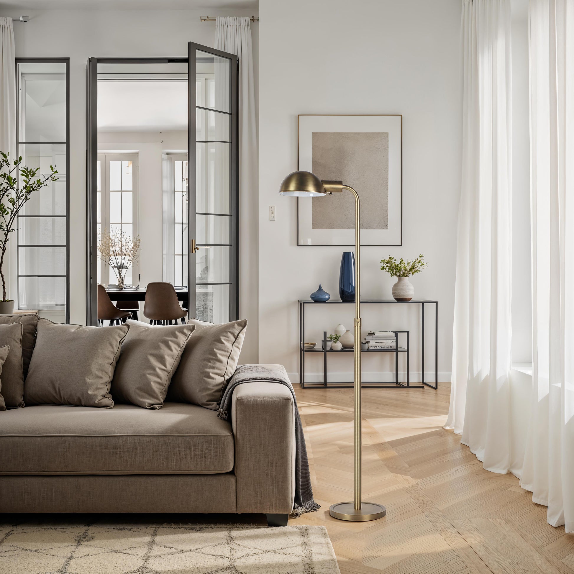 Cos 45-60" ADJ Height Floor Lamp, Dark Antique Brushed Brass-Floor Lamp-DECOROLALA