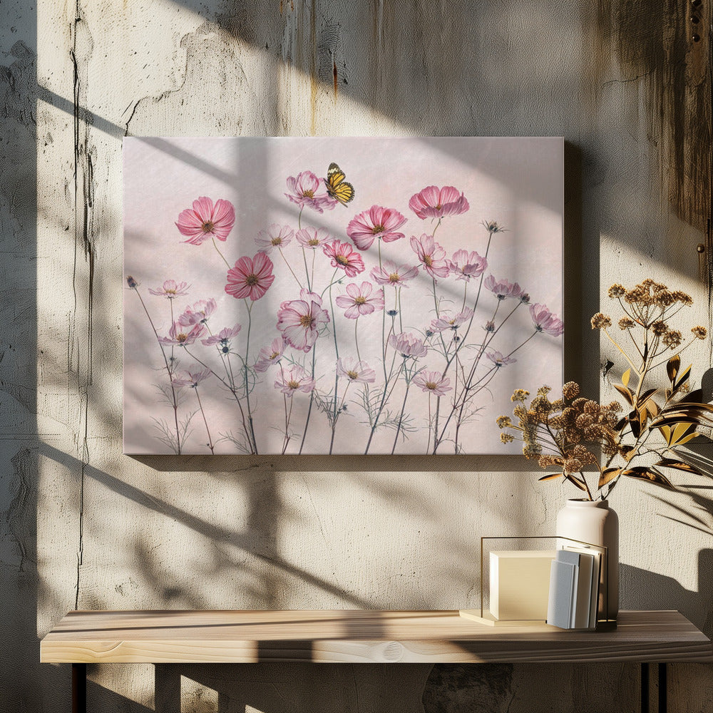 Cosmos and Butterfly by Lydia Jacobs-Canvas Print-DECOROLALA