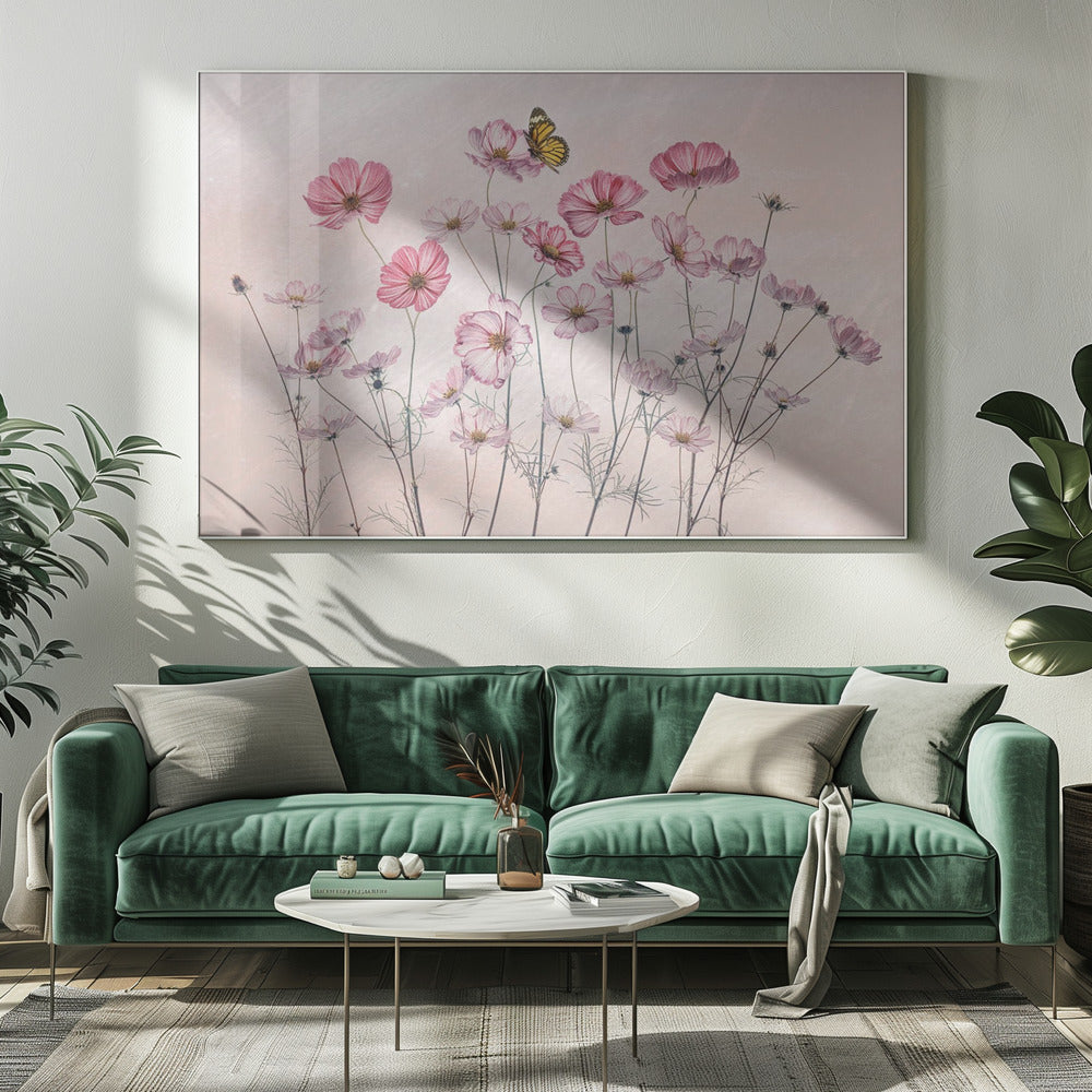 Cosmos and Butterfly by Lydia Jacobs-Canvas Print-DECOROLALA