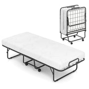 Cot Size Folding Bed Frame with Memory Foam Mattress and Metal Frame-Folding Beds-DECOROLALA