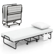 Cot Size Folding Bed with Memory Foam Mattress and Pillow-Folding Beds-DECOROLALA