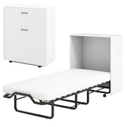 Cot Size Murphy Bed with Foldable Bed and Lockable Wheels-White-Folding Beds-DECOROLALA