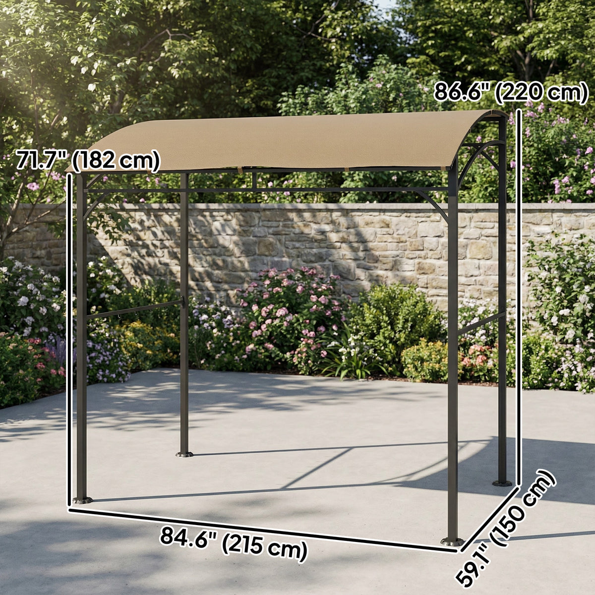 7' x 5' BBQ Grill Gazebo - Dark Coffee Steel Frame Canopy