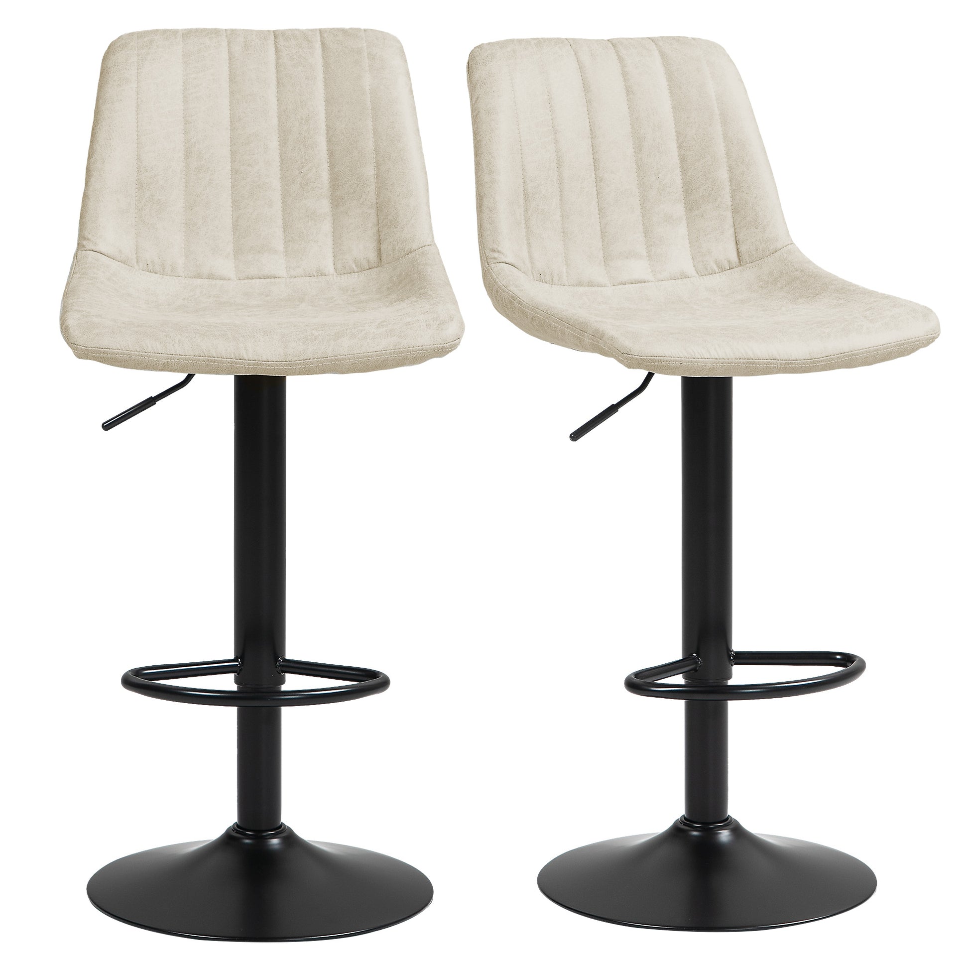 Counter Height Bar Stools Set of 2, Adjustable Height Bar Chairs with Swivel Seat, Leathaire Upholstery-Home Furnishings > Kitchen & Dining Furniture > Bar Stools-DECOROLALA