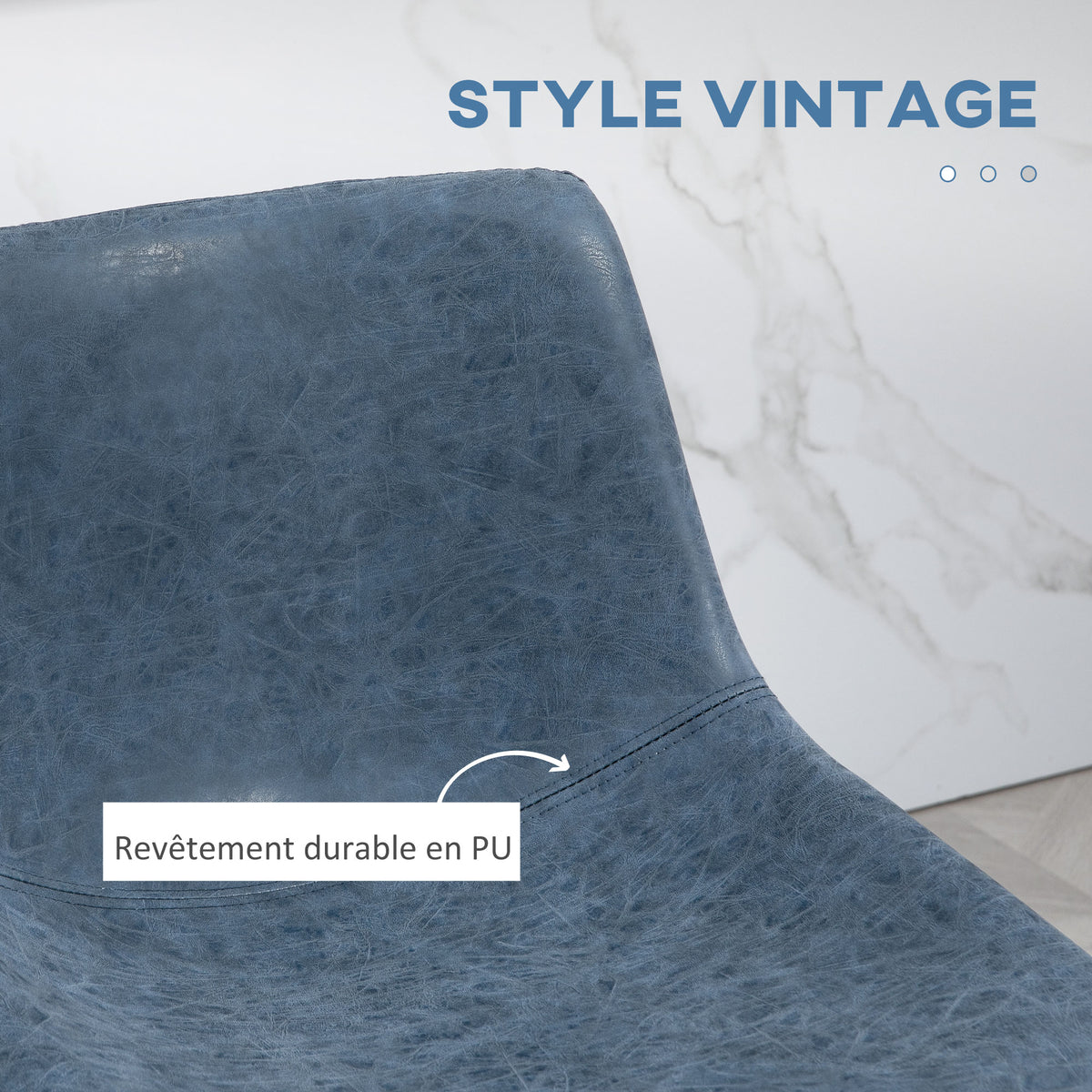 Counter Height Bar Stools Set of 2 - Blue PU Leather-Home Furnishings > Kitchen & Dining Furniture > Bar Stools-DECOROLALA