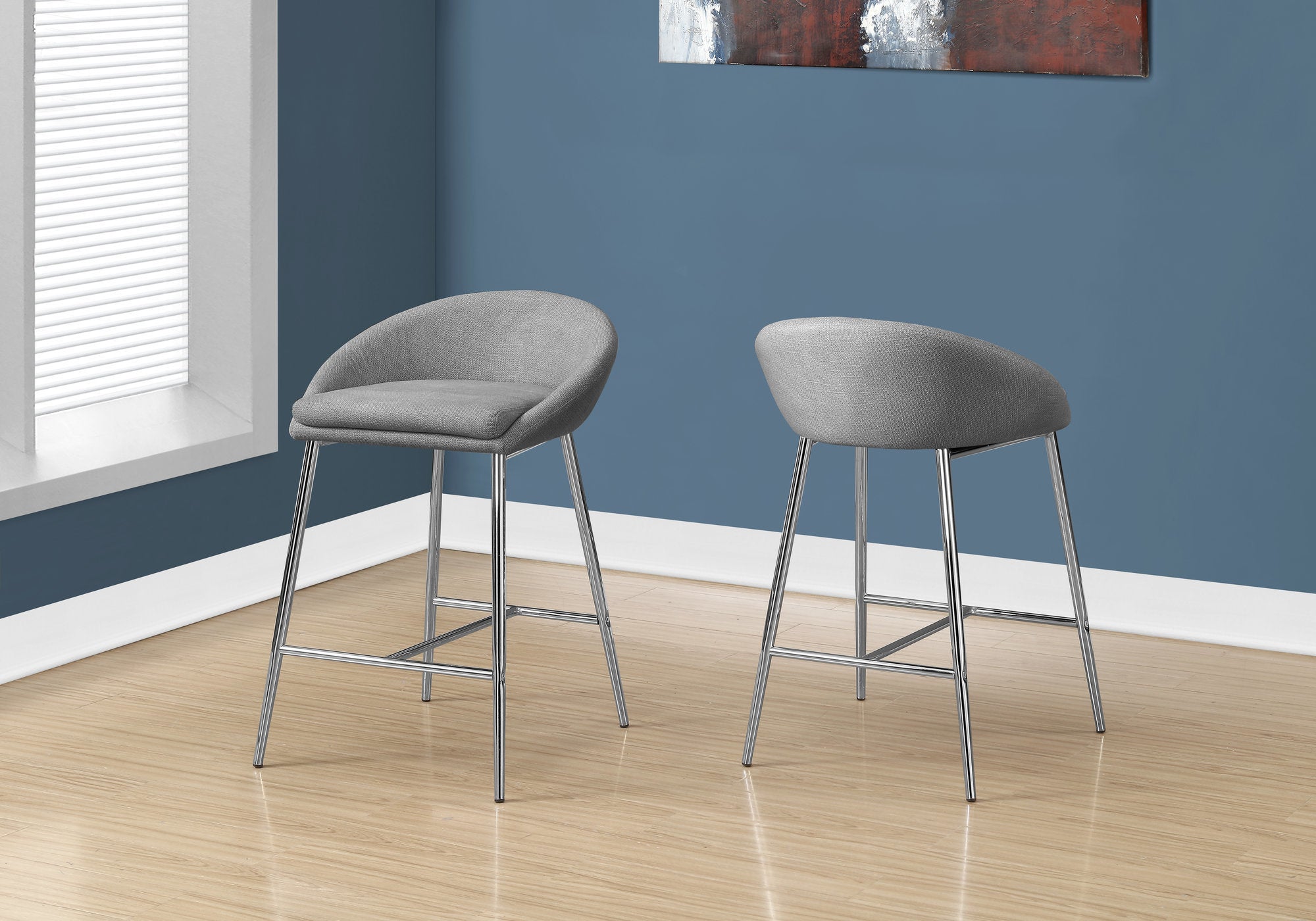 Counter Height Bar Stools White Leather Set of 2-Bar Stool-DECOROLALA