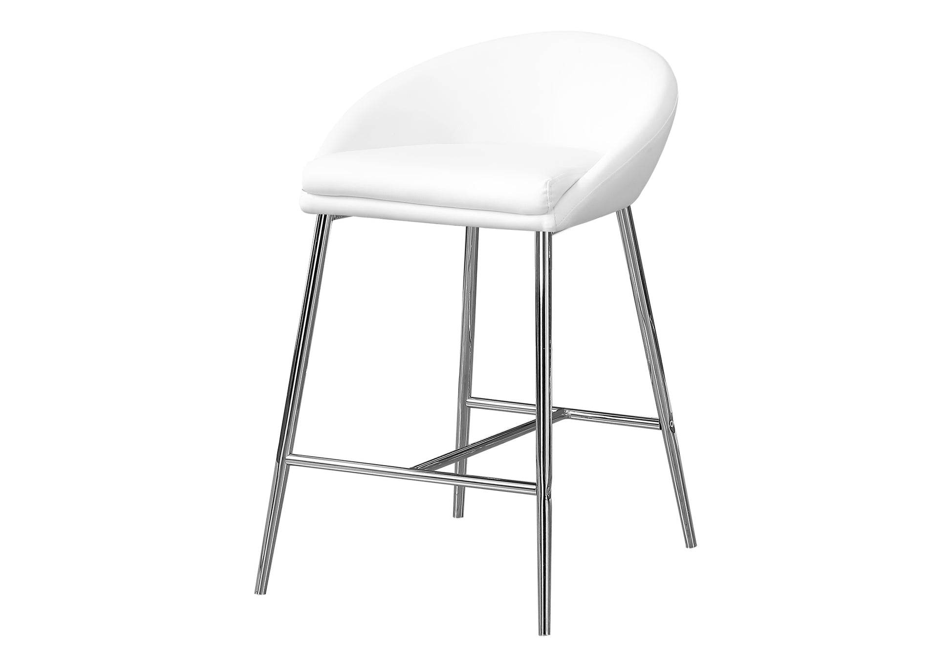 Counter Height Bar Stools White Leather Set of 2-Bar Stool-DECOROLALA