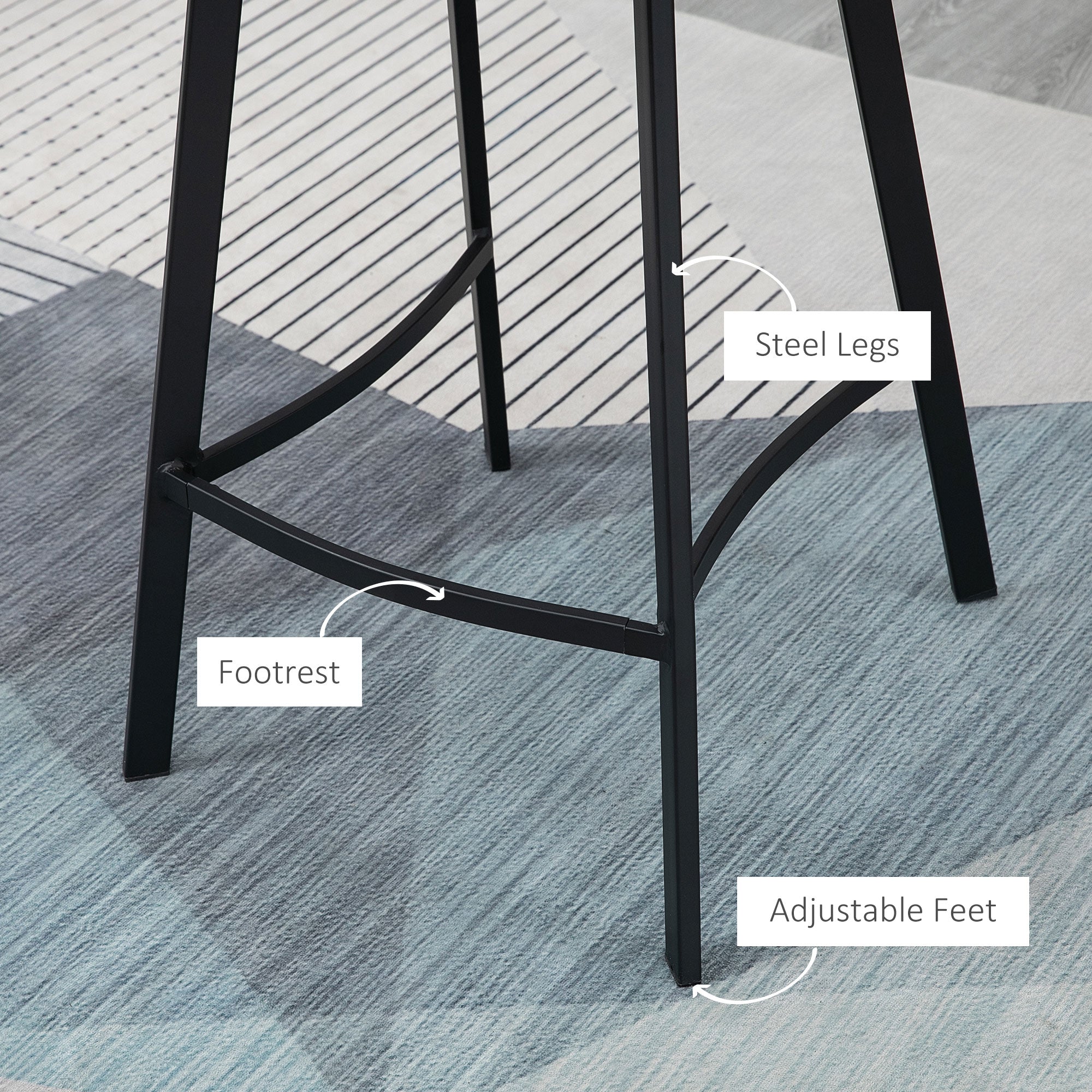 Counter Height Stools Set of 2 - Brown PU Leather Industrial Stools-DECOROLALA