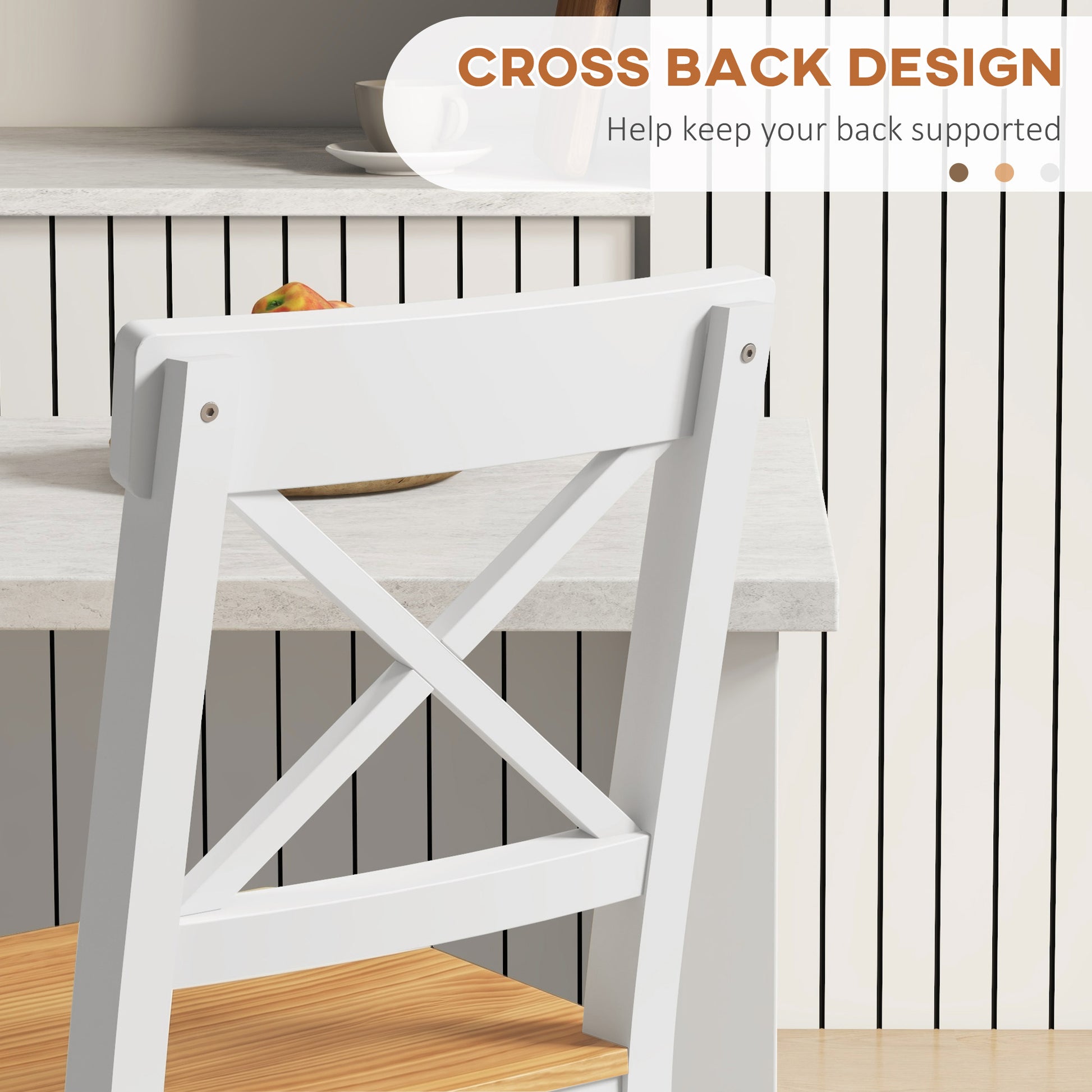 Counter Height Stools Set of 2, Farmhouse Bar Stools with Backs, Solid Wood Counter Stools for Kitchen Island-Home Furnishings > Kitchen & Dining Furniture > Bar Stools-DECOROLALA