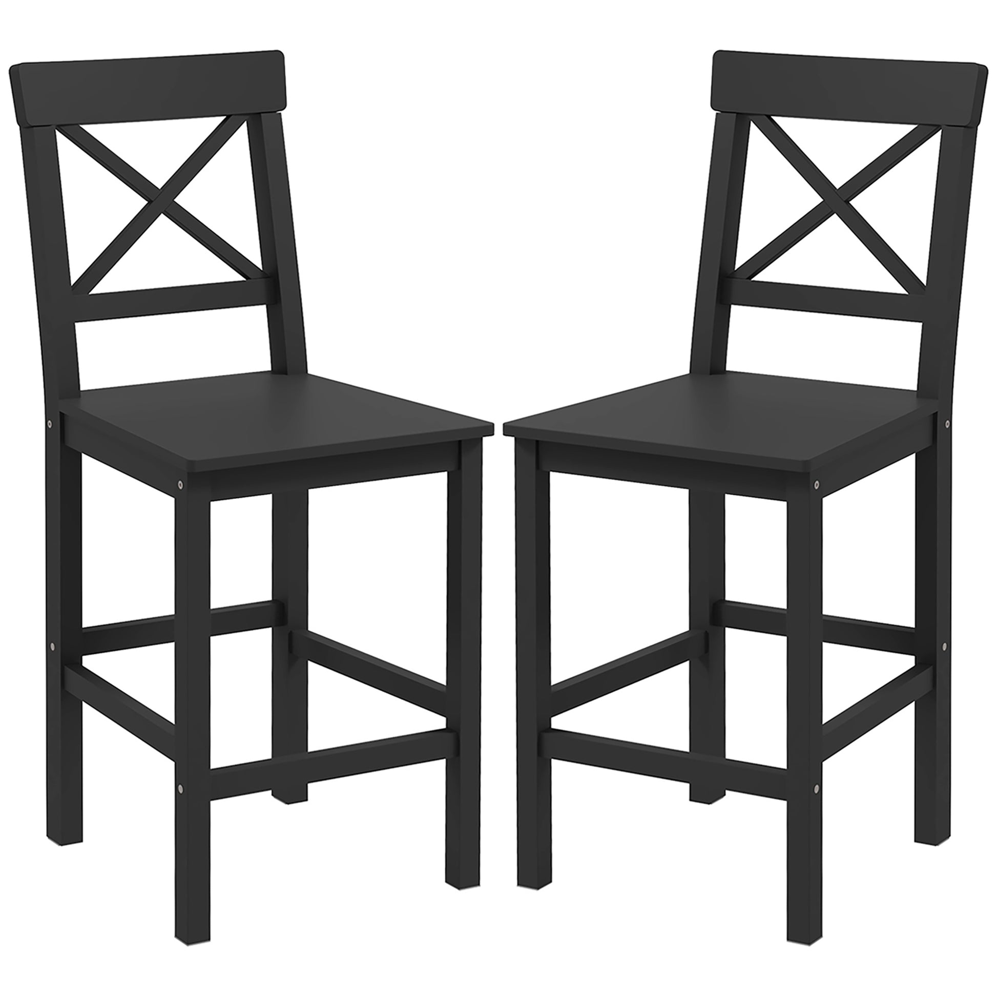 Counter Height Stools Set of 2, Farmhouse Bar Stools with Backs, Solid Wood Counter Stools for Kitchen Island-Home Furnishings > Kitchen & Dining Furniture > Bar Stools-DECOROLALA