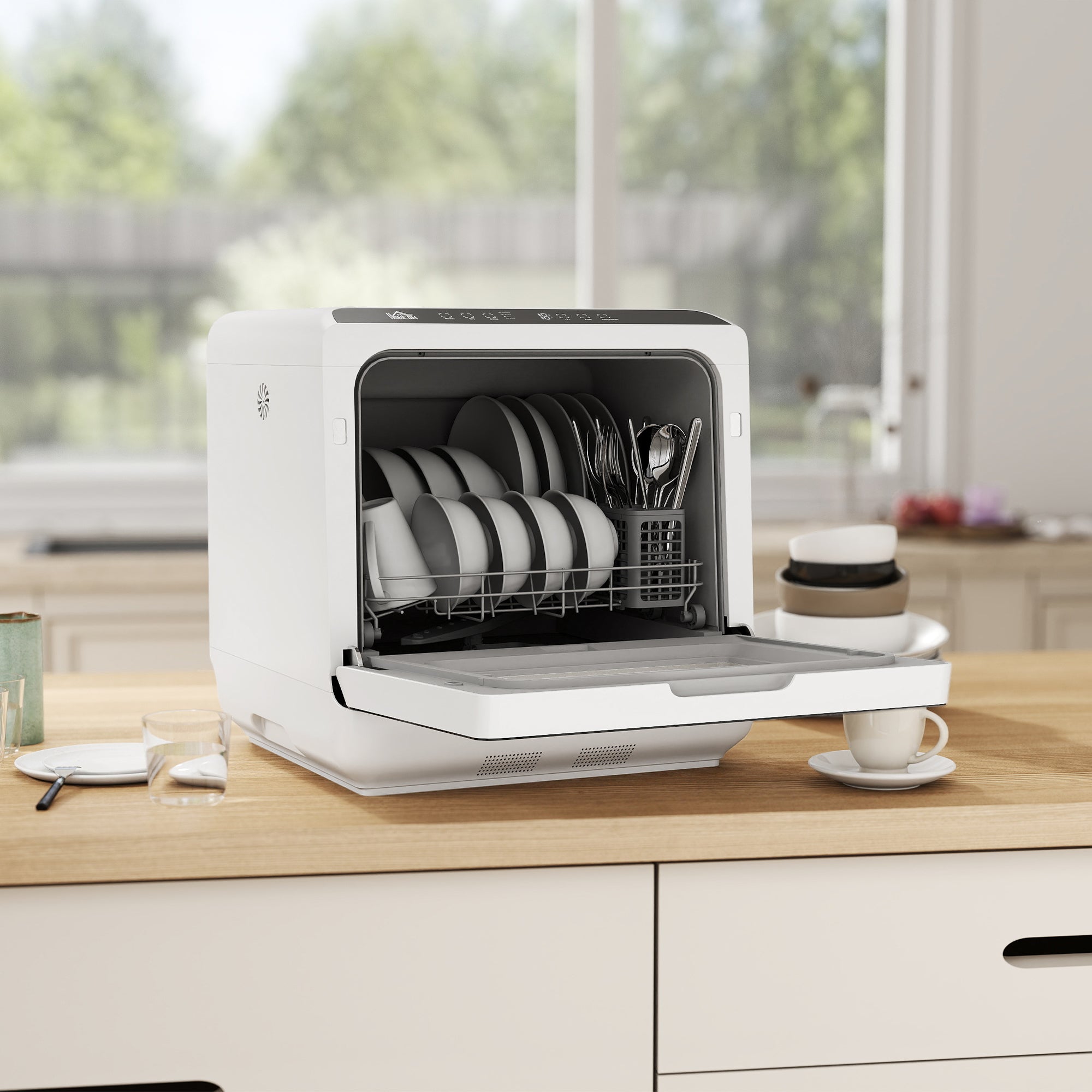 Countertop Dishwasher with 6L Water Tank - White-DECOROLALA
