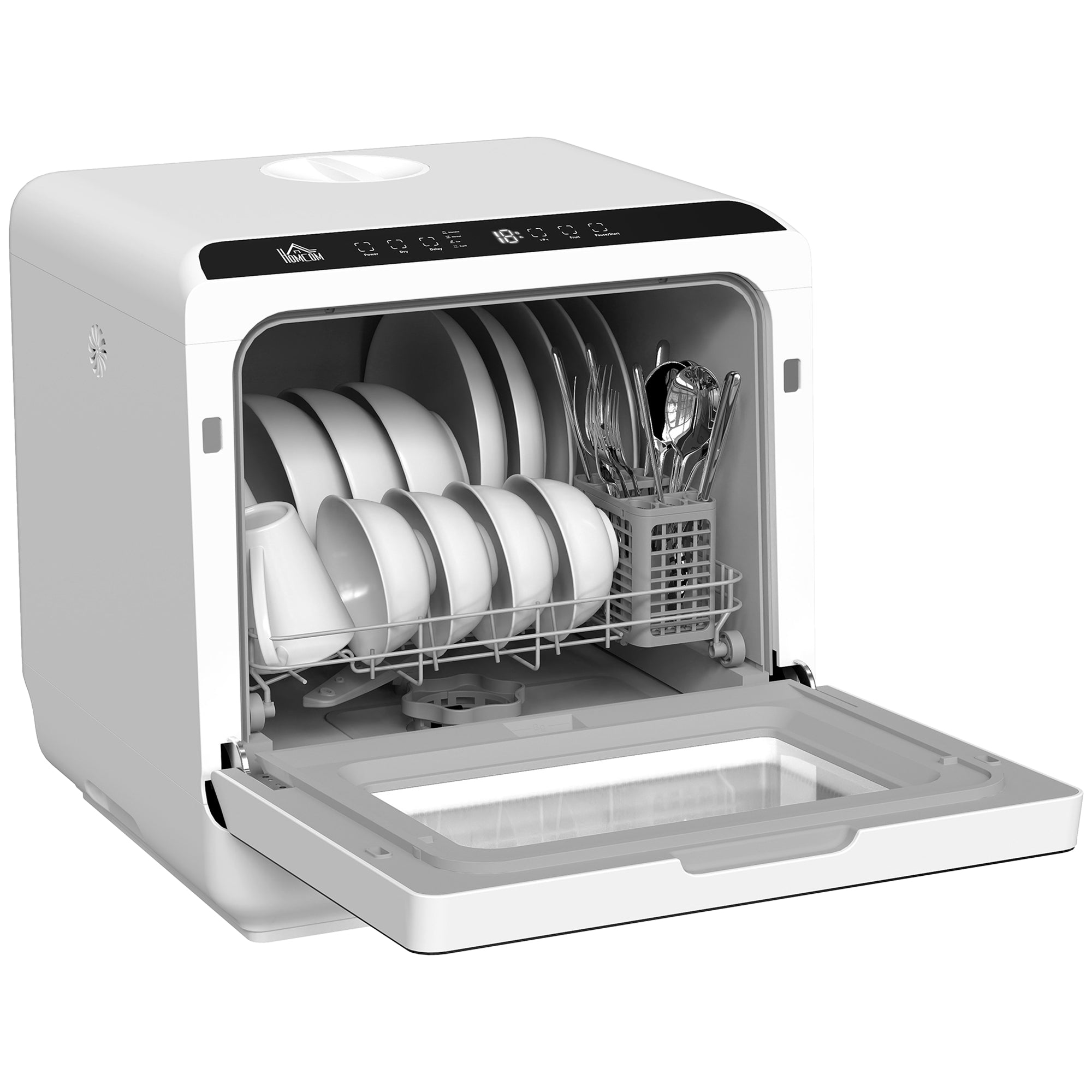 Countertop Dishwasher with 6L Water Tank - White-DECOROLALA
