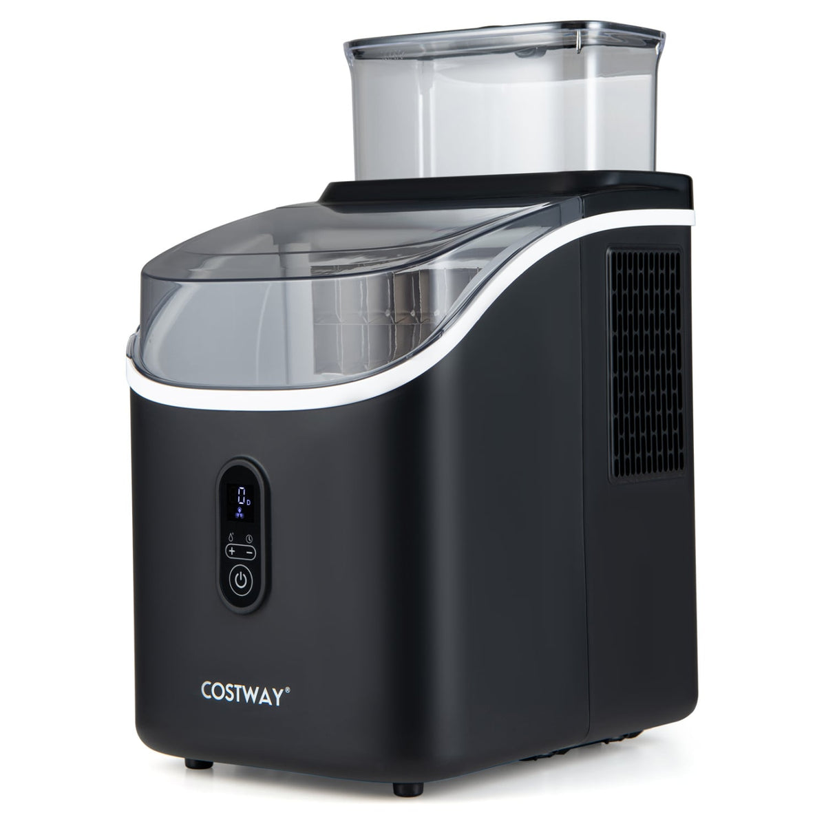 Countertop Ice Maker with External Tank and Self-Cleaning 13 Thickness Levels-Black-Ice Makers-DECOROLALA