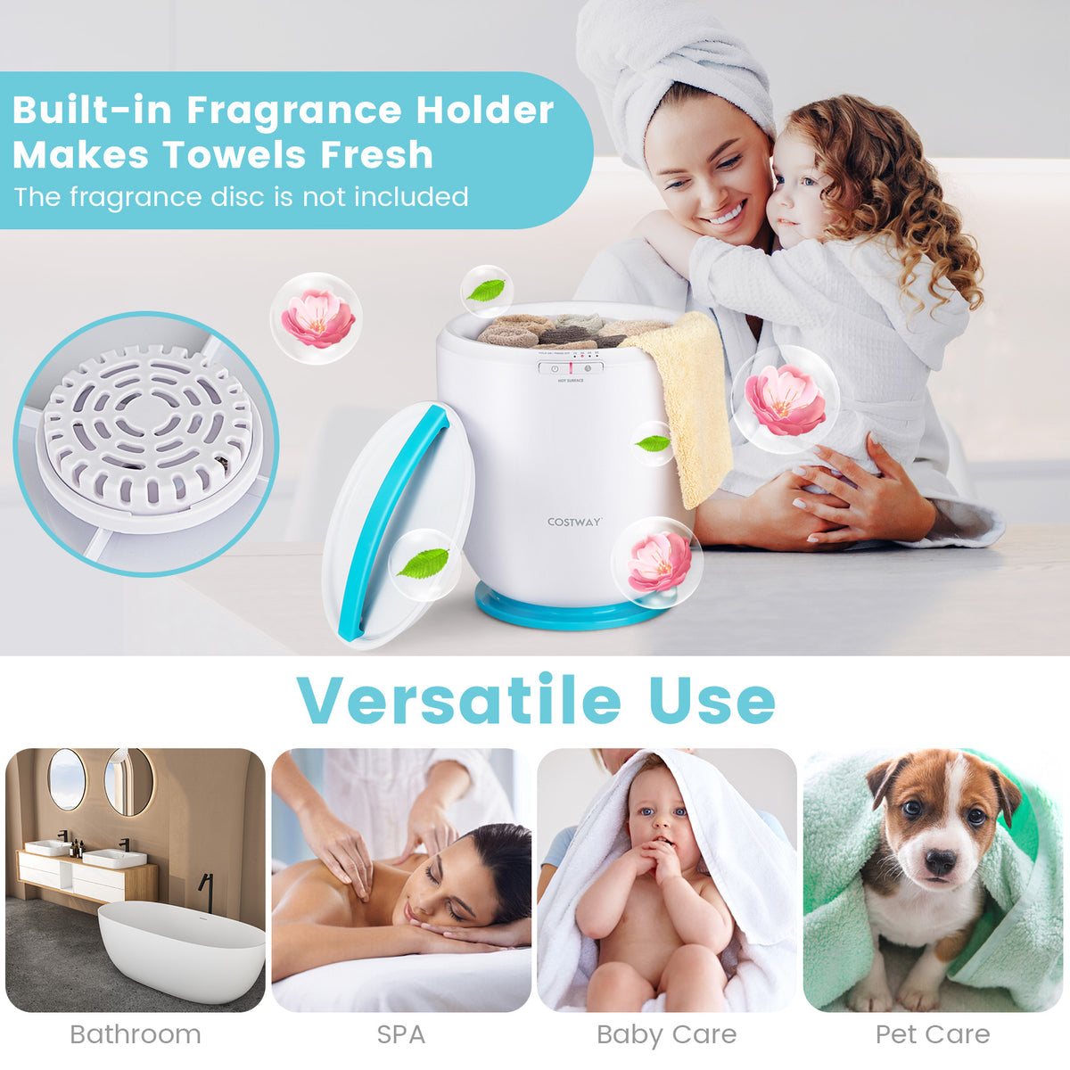 Countertop Towel Warmer Bucket - Blue 4.3 Gallon Auto Shut-Off-Dryers-DECOROLALA