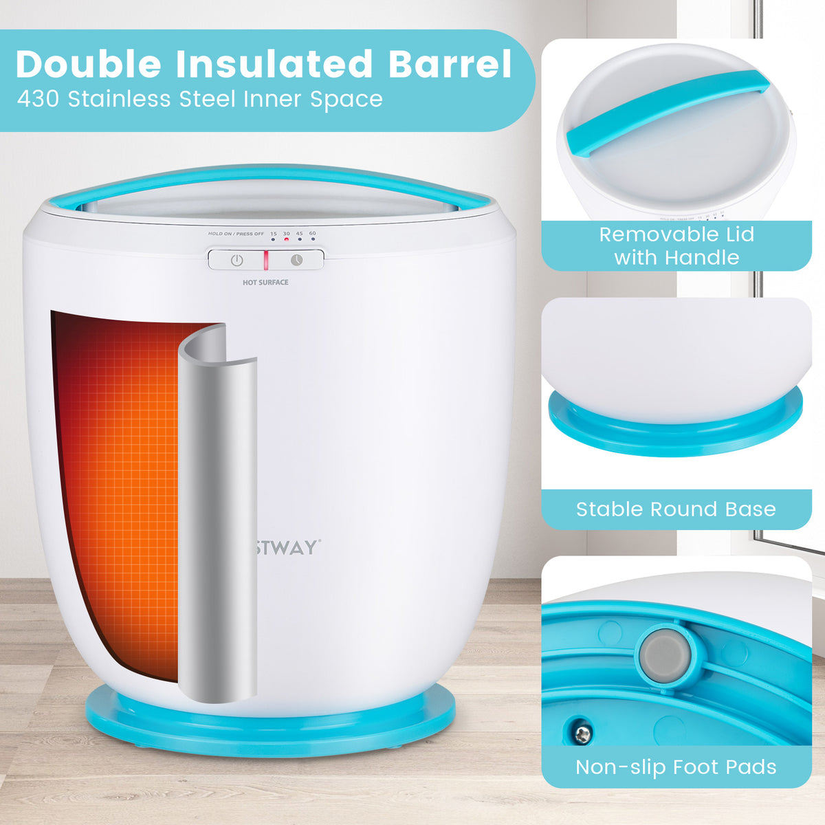 Countertop Towel Warmer Bucket - Blue 4.3 Gallon Auto Shut-Off-Dryers-DECOROLALA
