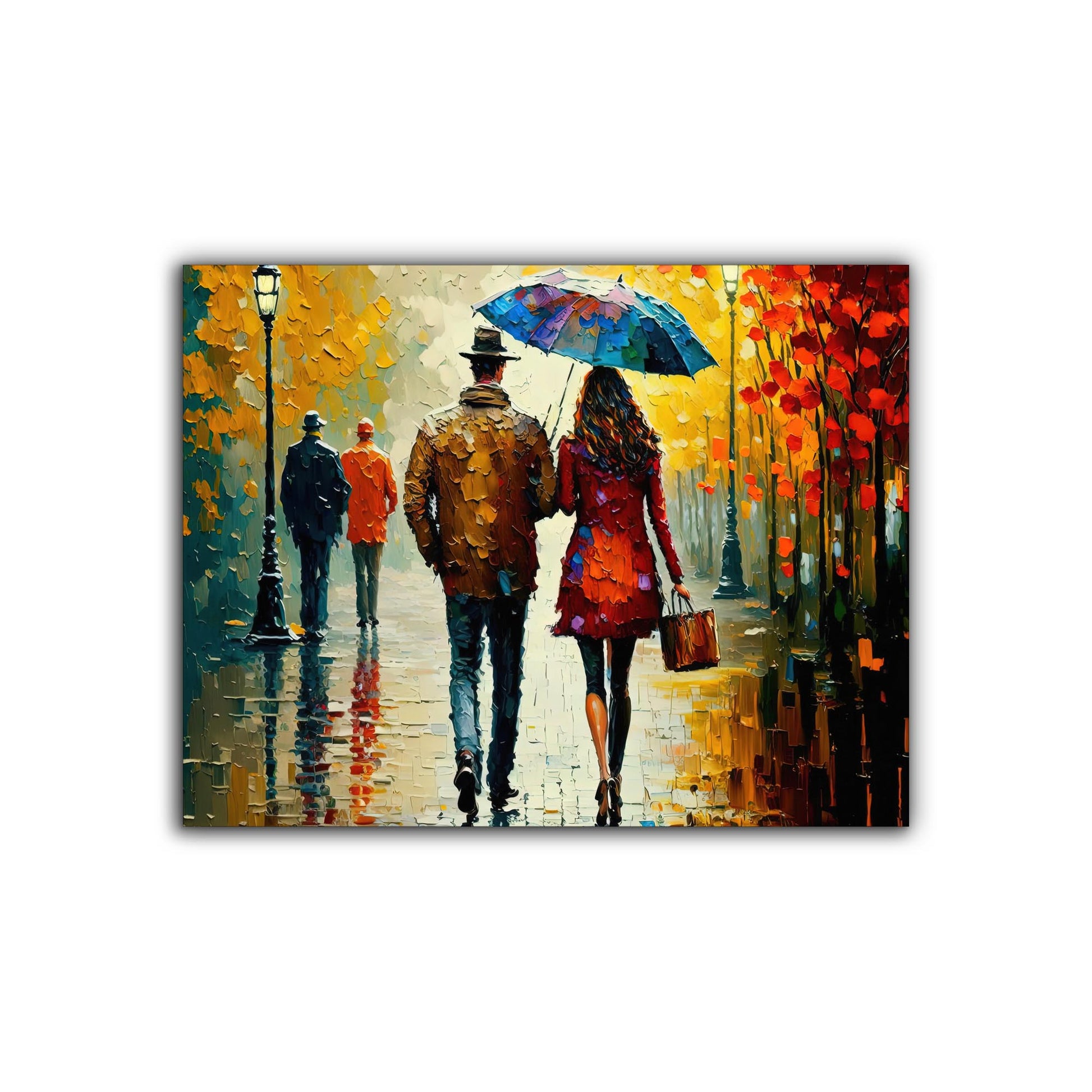Couple In Fall- Vintage Artwork-Wall decor-Canvas Print Painted-Wall Art-DECOROLALA