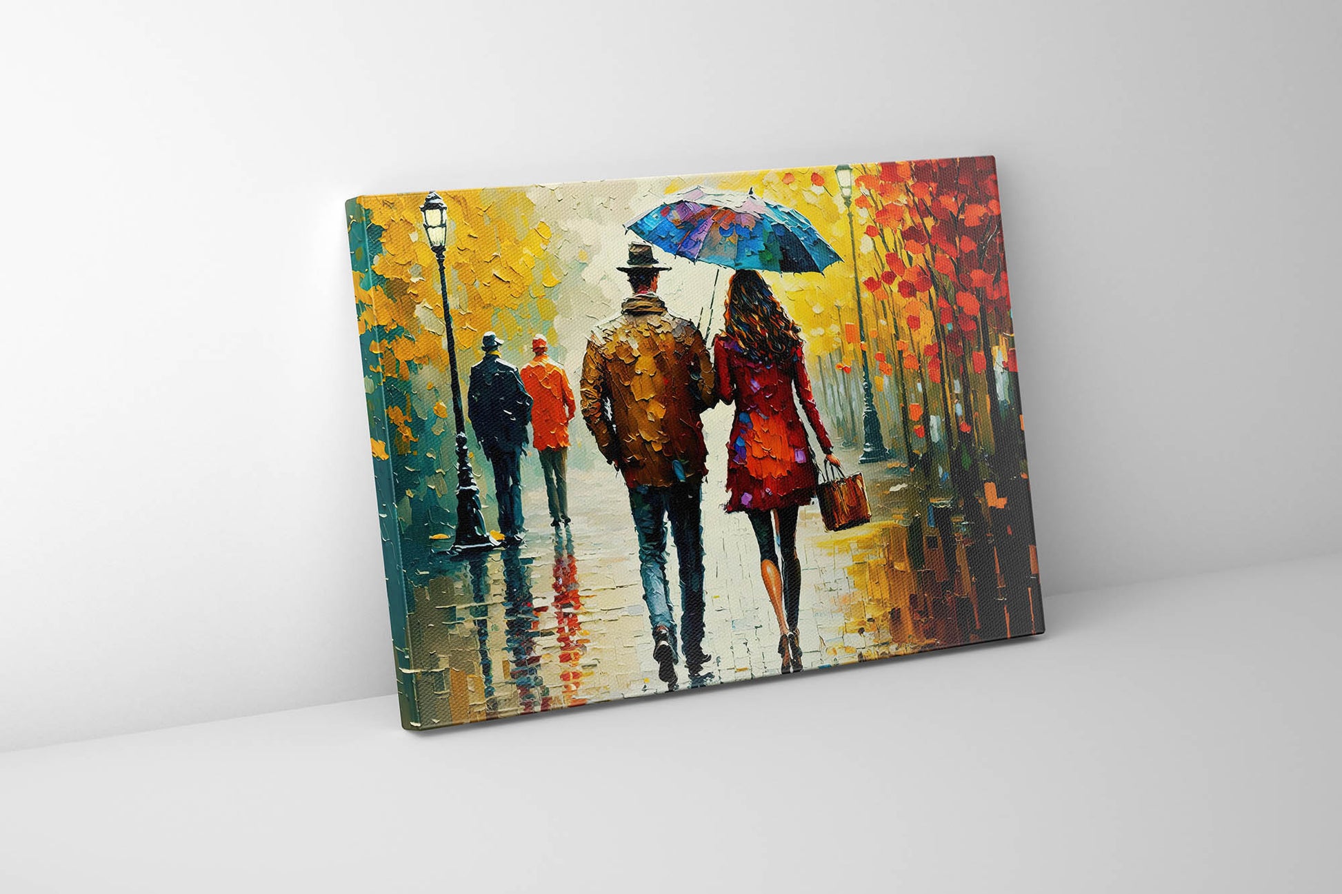 Couple In Fall- Vintage Artwork-Wall decor-Canvas Print Painted-Wall Art-DECOROLALA