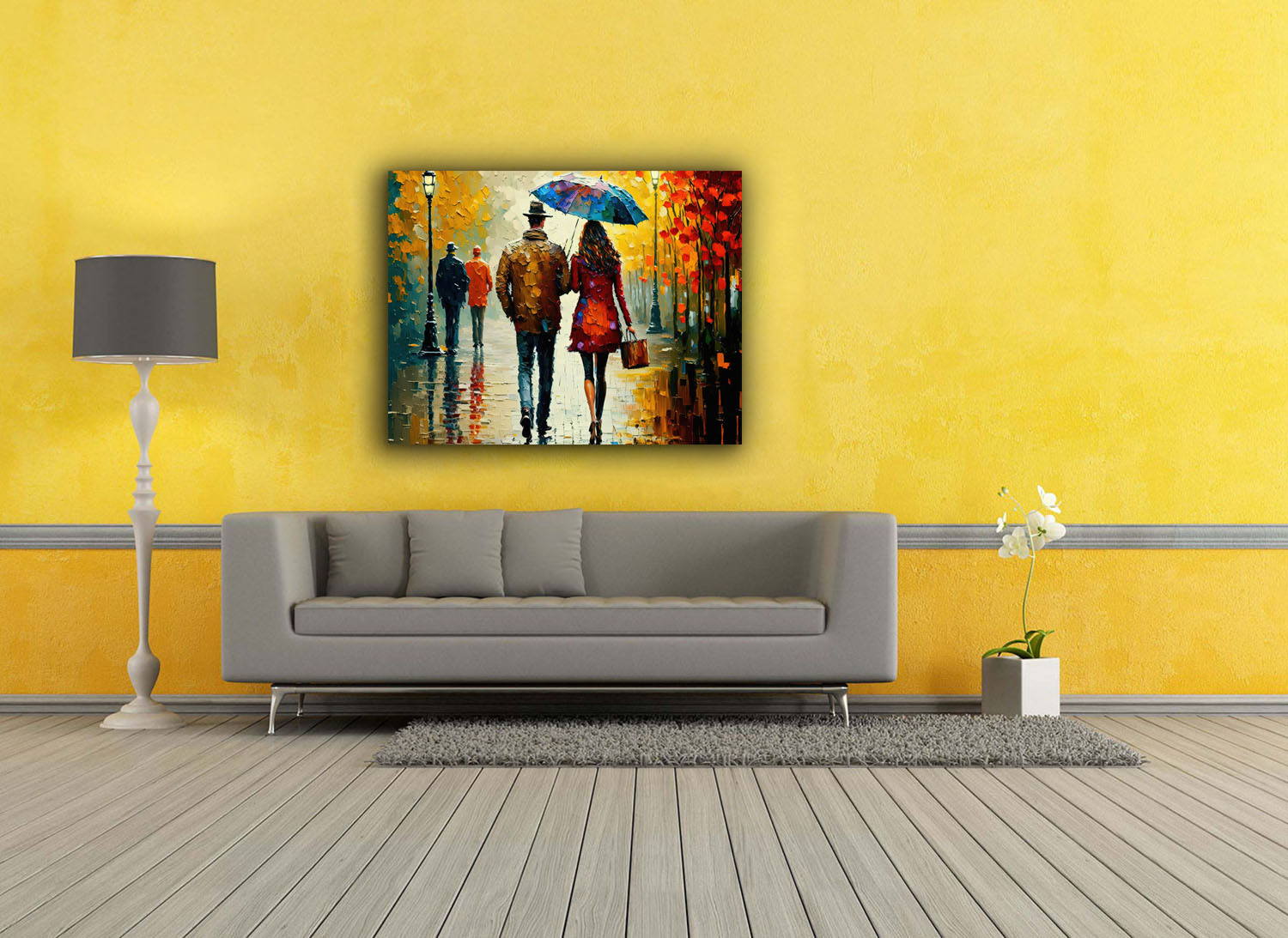 Couple in Fall Vintage Canvas Print 36x48 inch-Wall Art-DECOROLALA