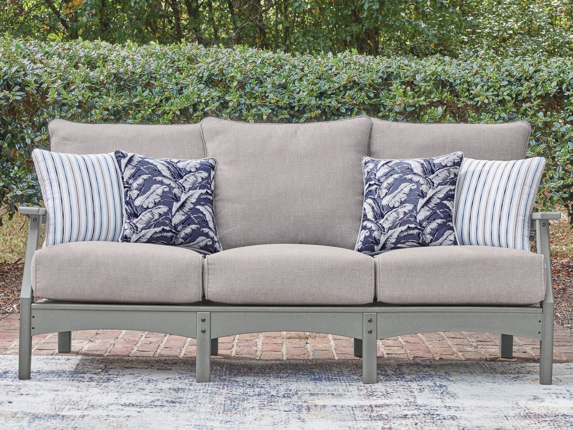 Cove Beach Outdoor Sofa - Gray with Cushions-Sofas-DECOROLALA