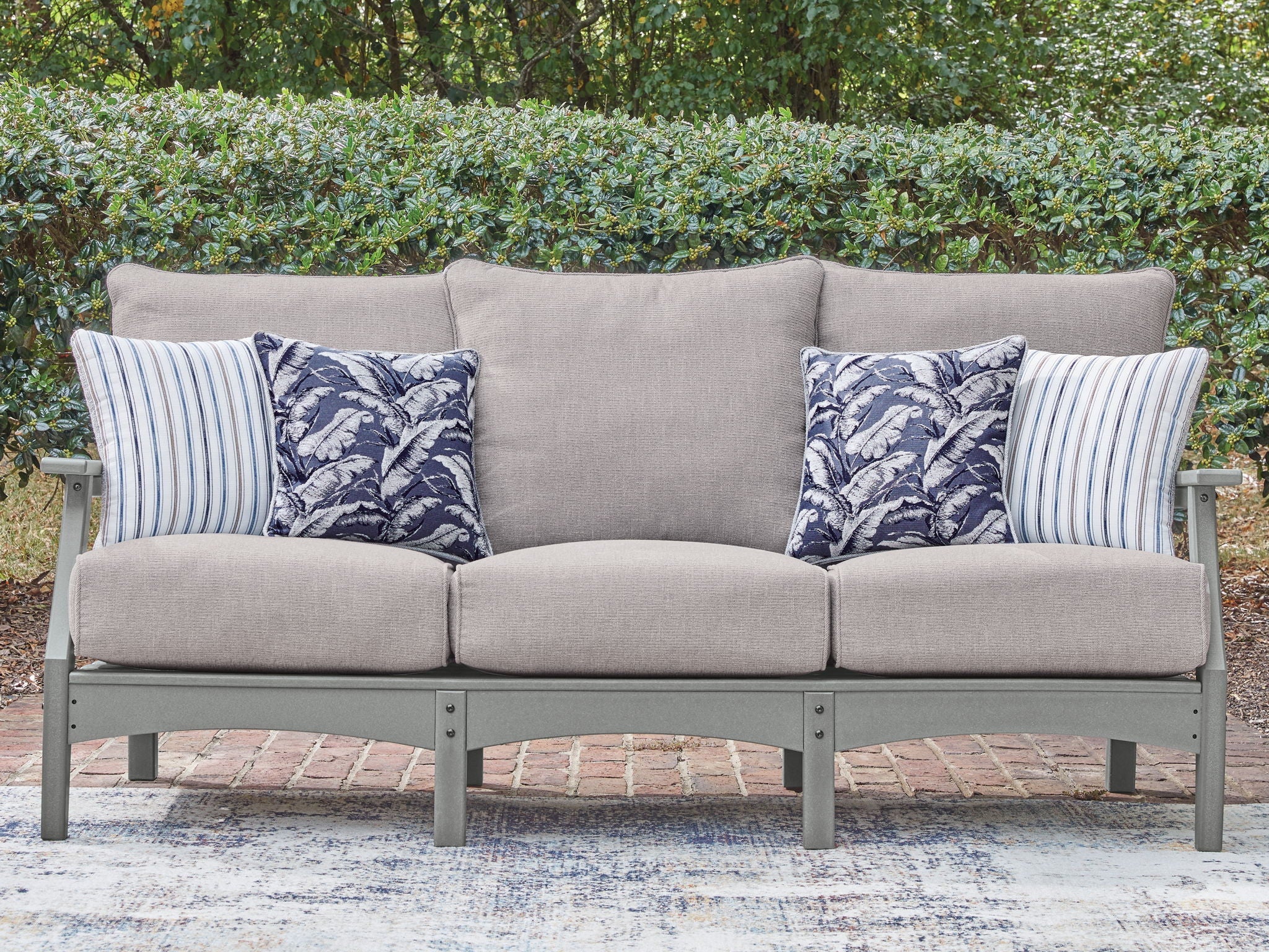 Cove Beach Outdoor Sofa - Gray with Cushions-Sofas-DECOROLALA