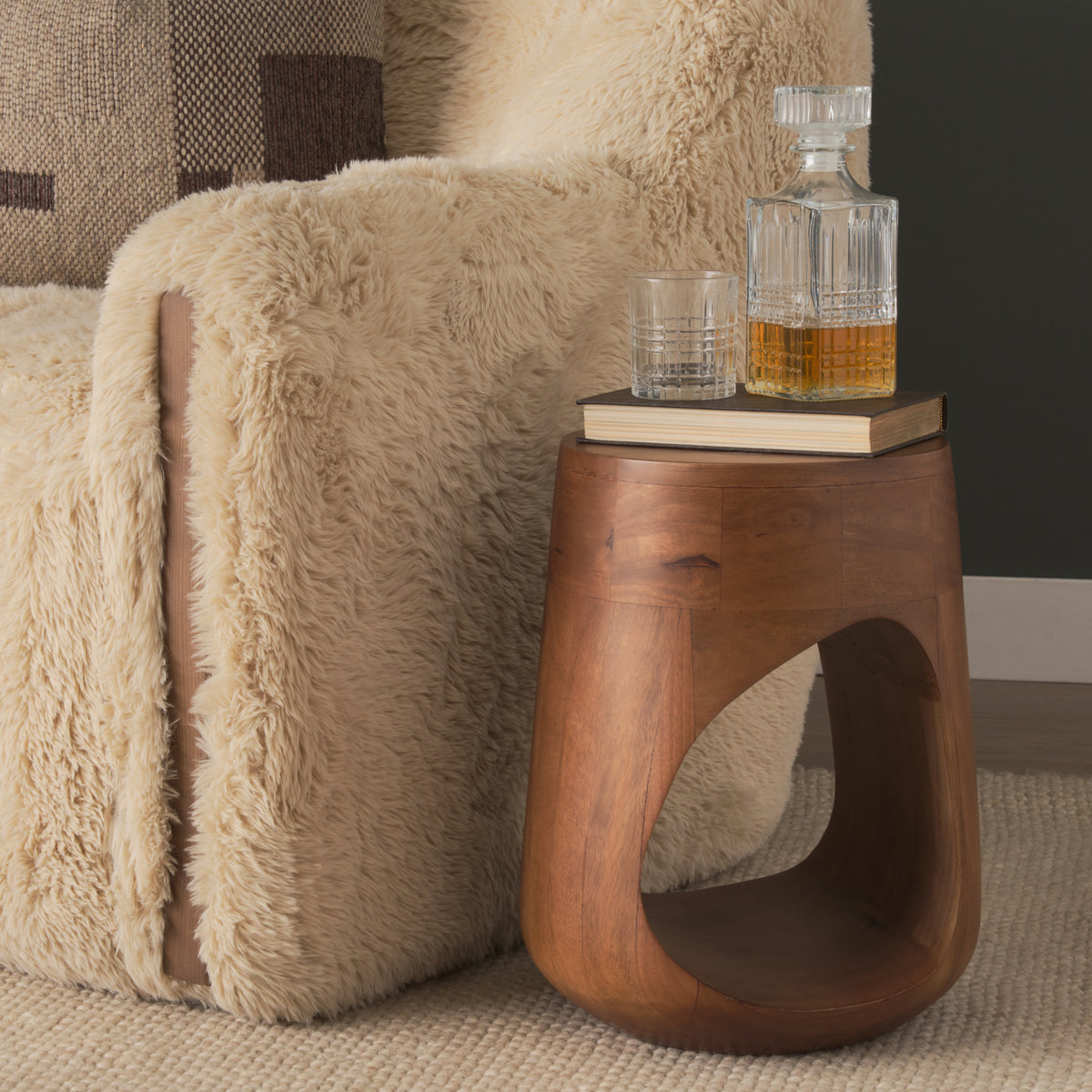 Cove Light Brown Sculptural Open Side Table-End and Side Tables-DECOROLALA