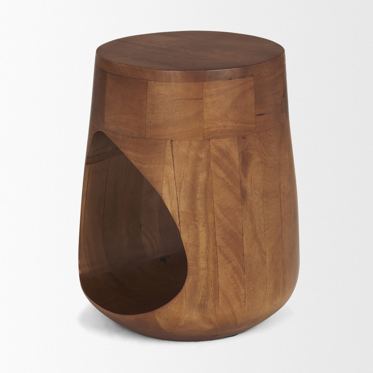 Cove Light Brown Sculptural Open Side Table-End and Side Tables-DECOROLALA