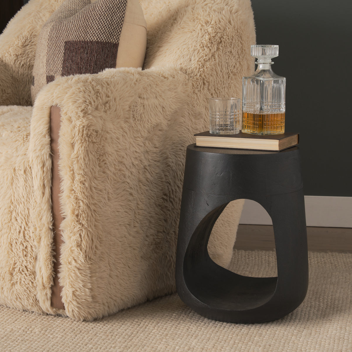 Cove Light Brown Sculptural Open Side Table-End and Side Tables-DECOROLALA