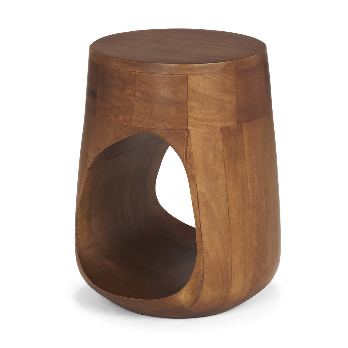 Cove Light Brown Sculptural Open Side Table-End and Side Tables-DECOROLALA