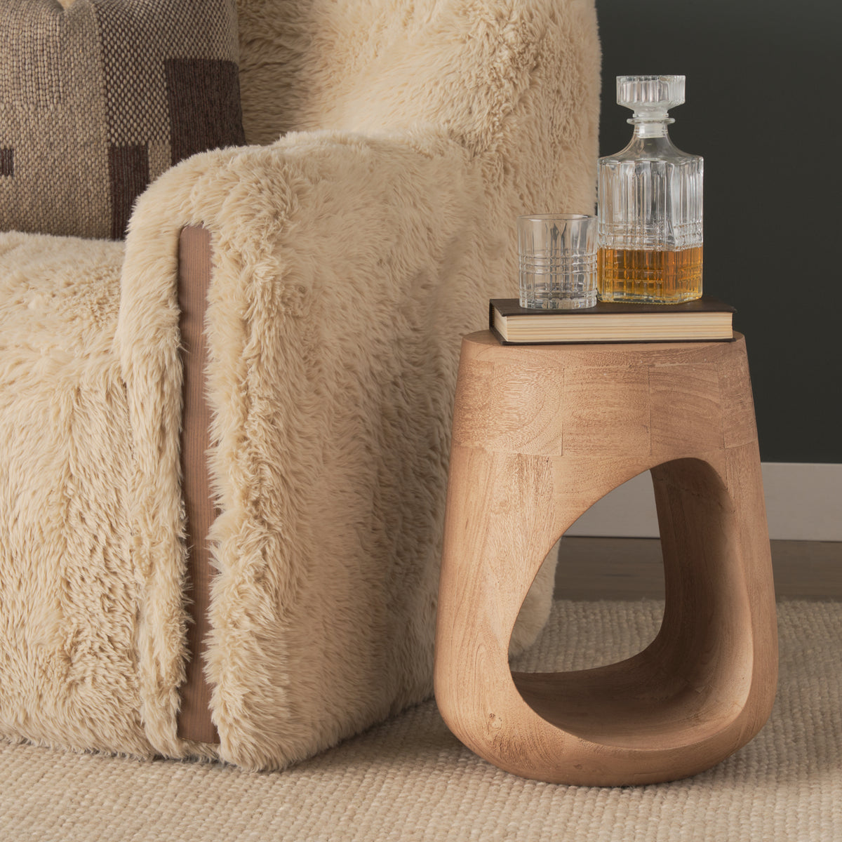 Cove Light Brown Sculptural Open Side Table-End and Side Tables-DECOROLALA