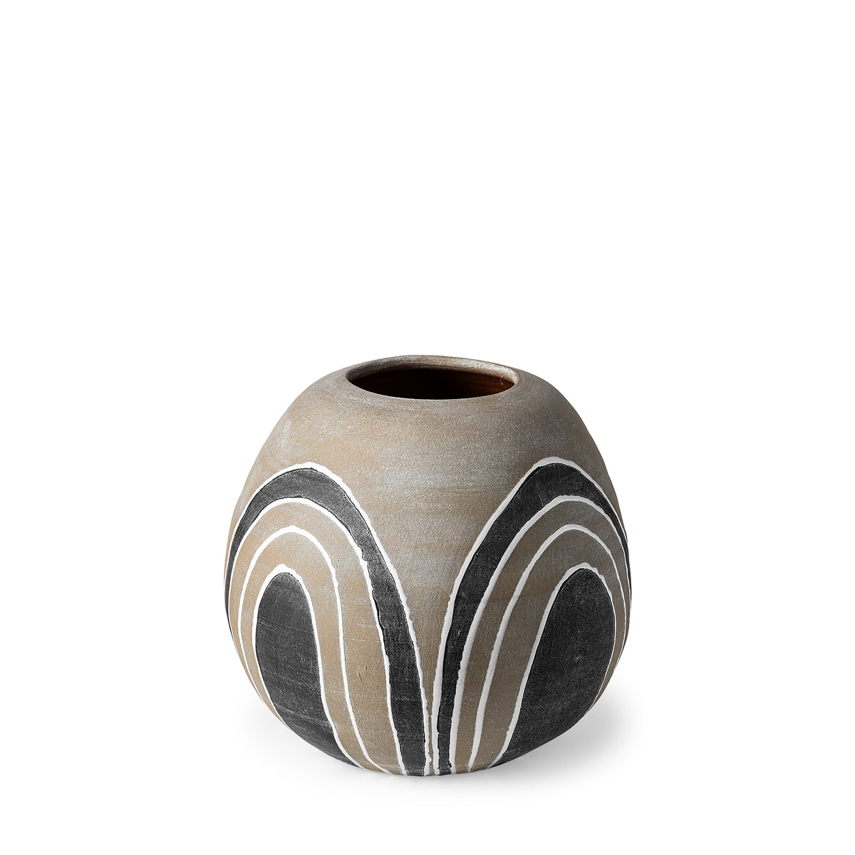 Cove Small Brown and White Ceramic Vase-Decorative Jars & Urns-DECOROLALA