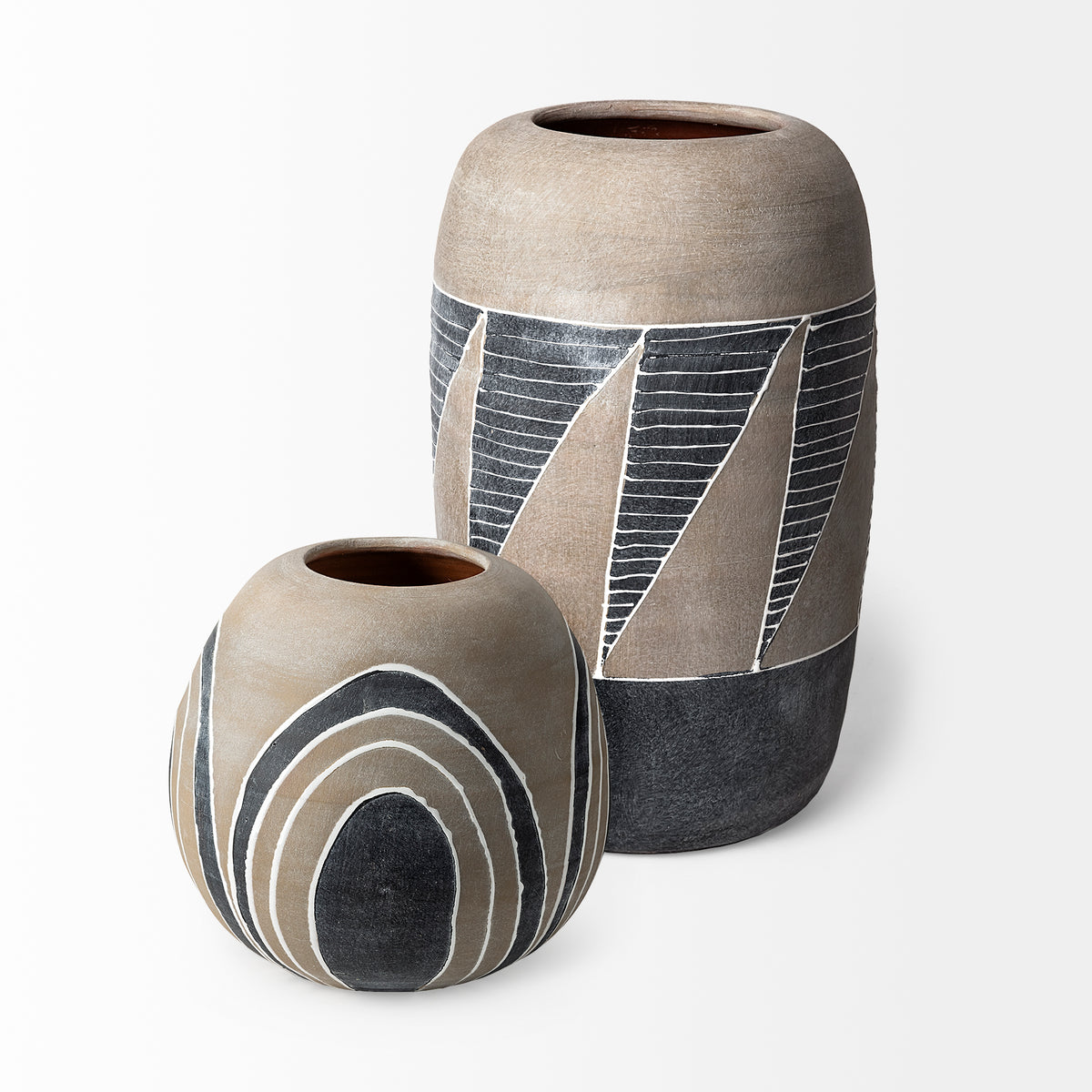 Cove Small Brown/White Ceramic Vase-Jars Jugs Urns-DECOROLALA