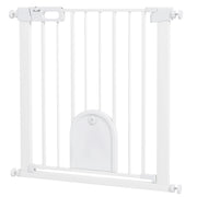 Barrière pour animaux extra-large de 30 à 32 pouces avec petite porte, barrière pour chiens de 30 pouces de hauteur avec dispositif de sécurité, fixation par pression pour escaliers, blanche